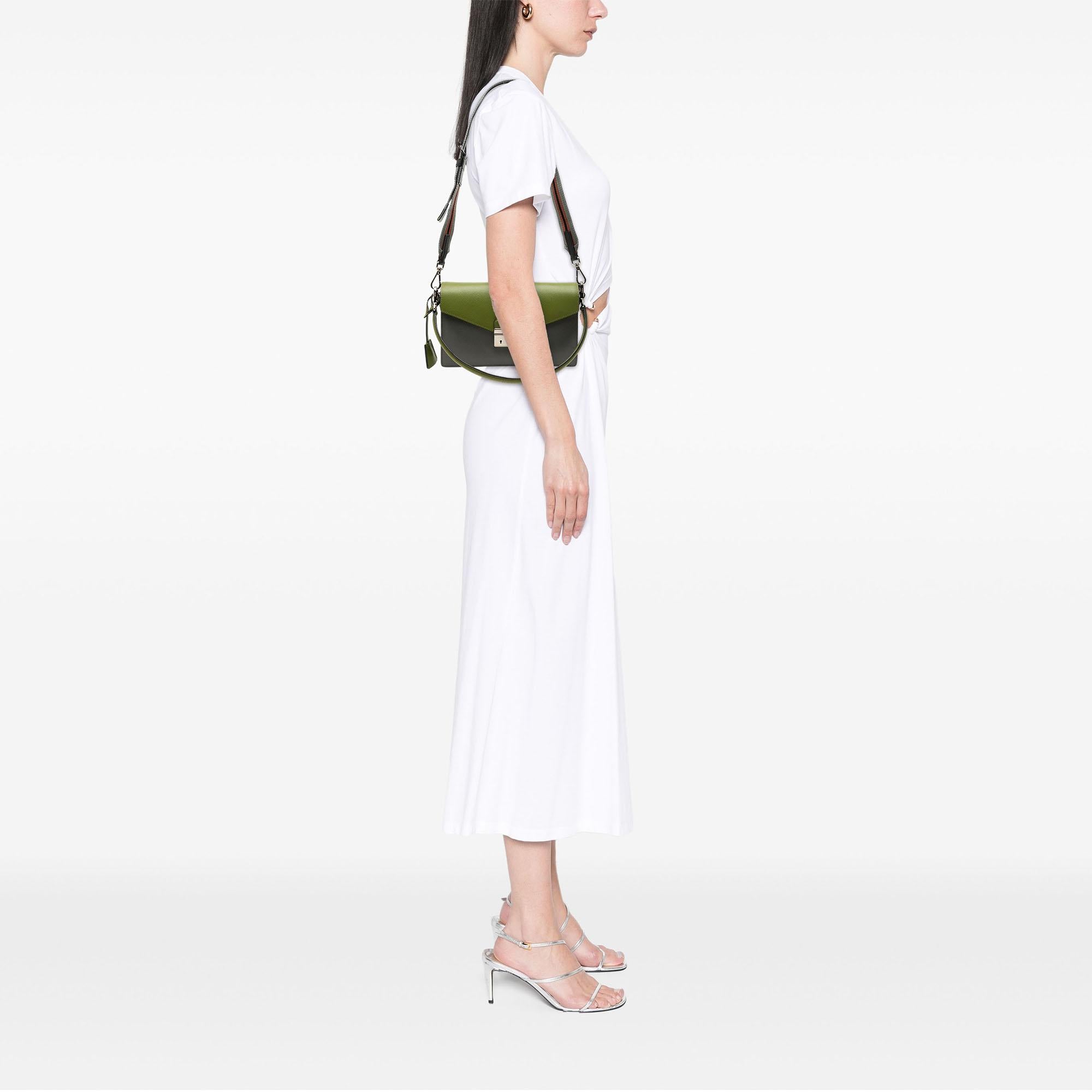 Prada Bicolor Saffiano Lux Sound Lock Satchel