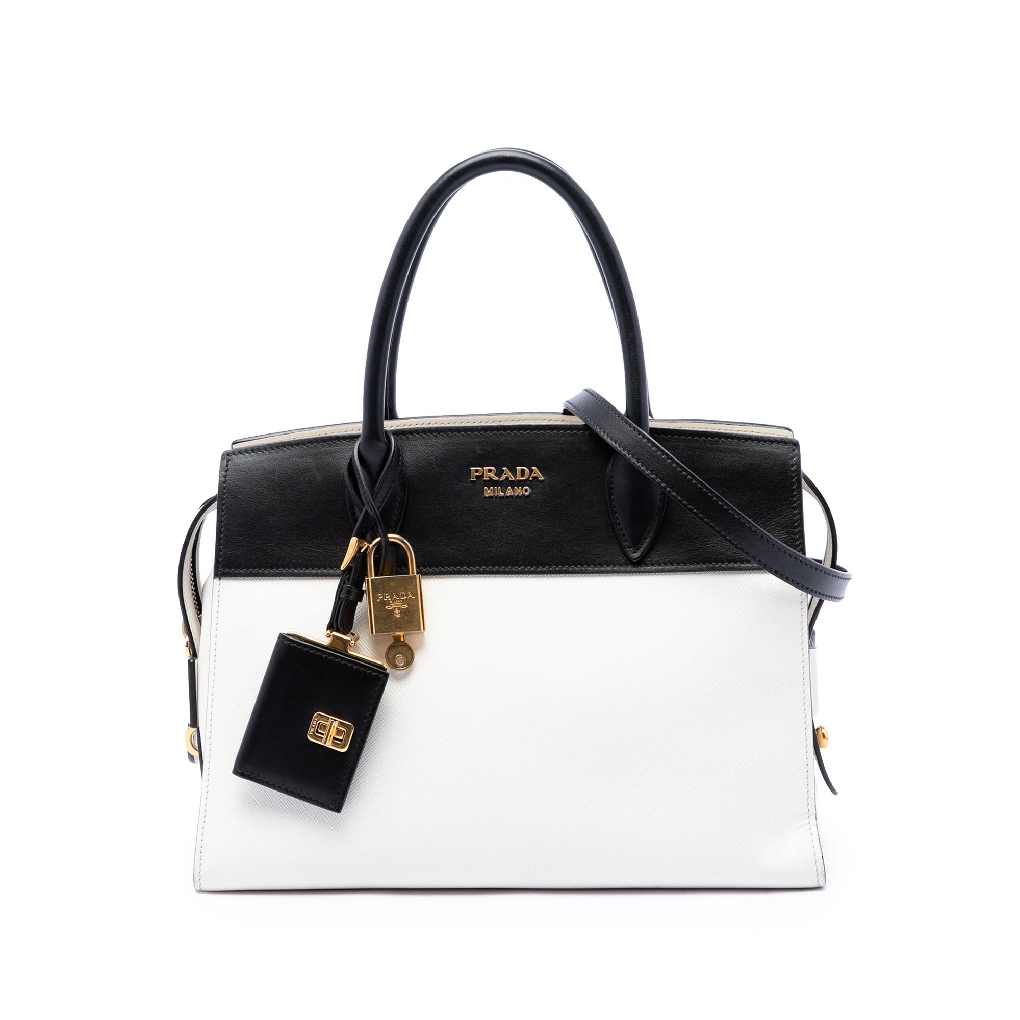Prada Bicolor Saffiano and City Calf Esplanade Satchel