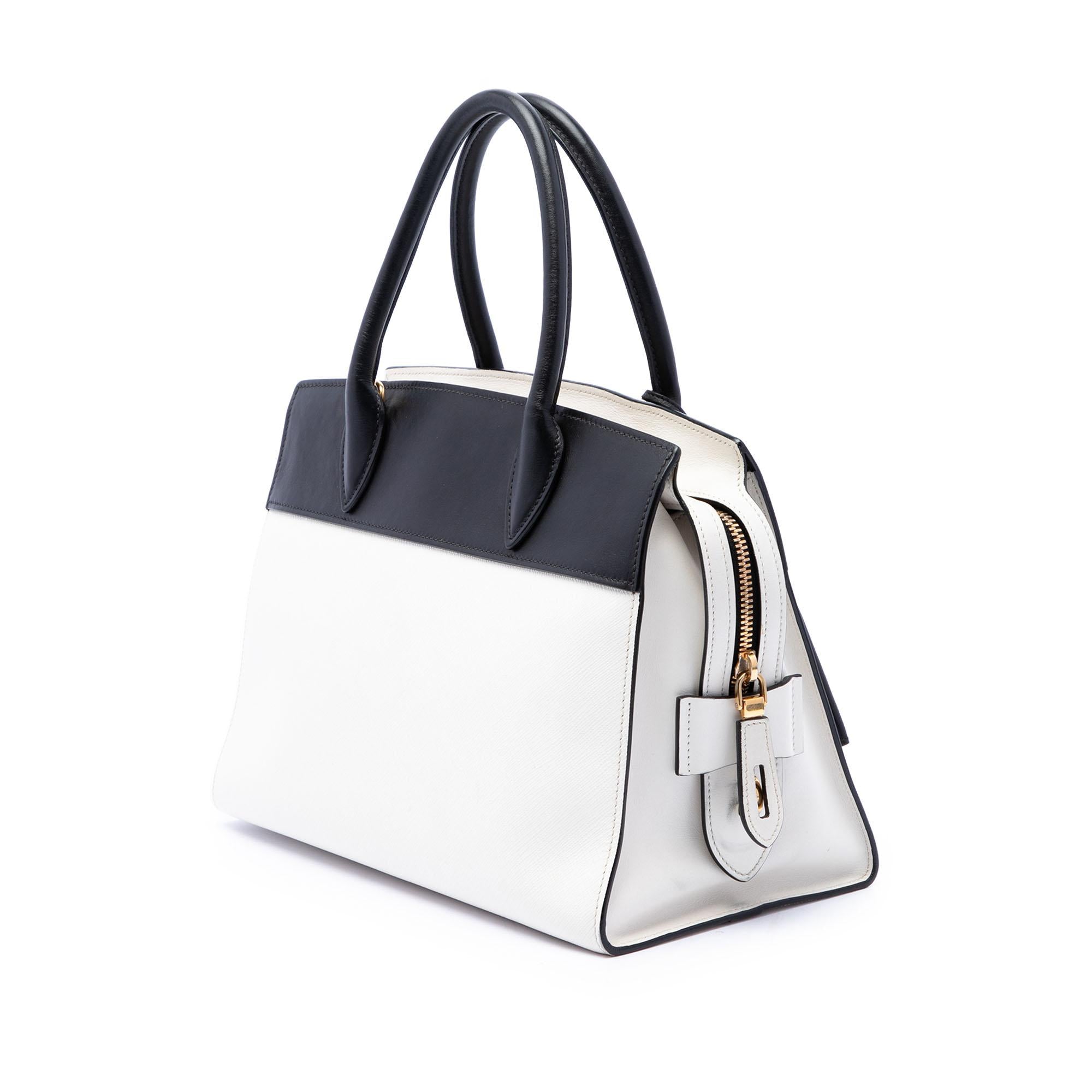 Prada Bicolor Saffiano and City Calf Esplanade Satchel