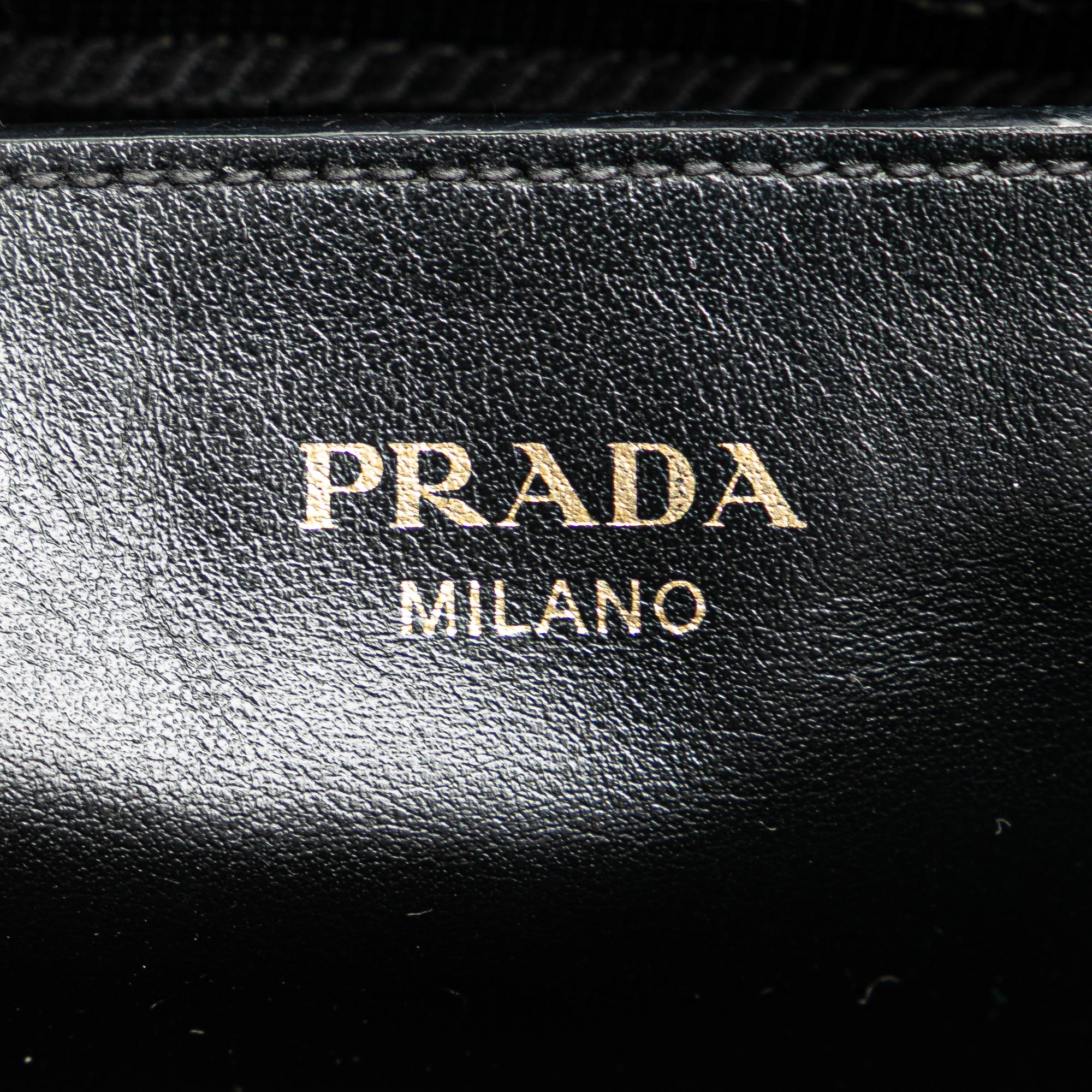 Prada Bicolor Soft Calf Trimmed Saffiano Satchel