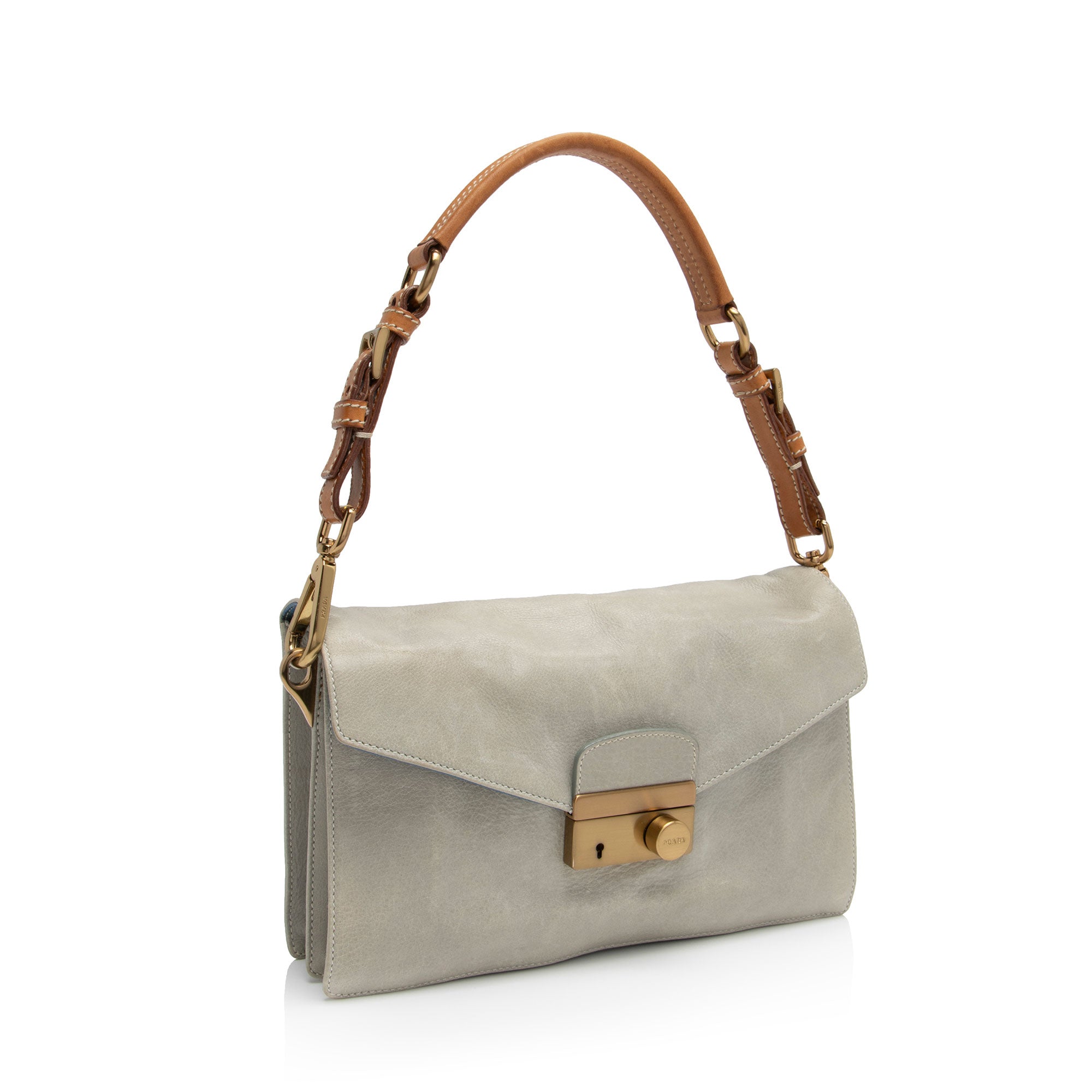 Prada Buffalo Sound Flap Padlock Shoulder Bag (SHF-9Xfle4)