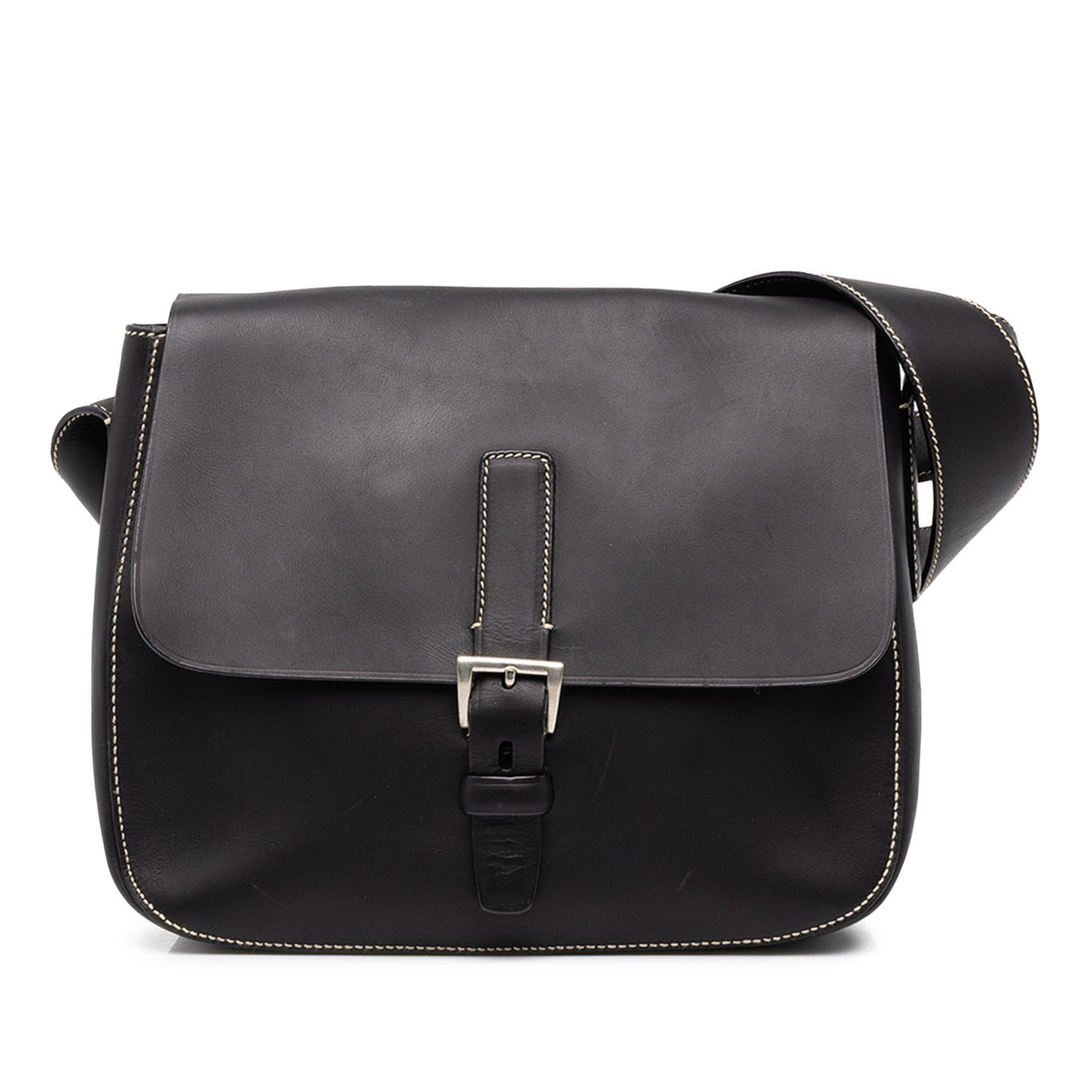 Prada Calfskin Buckle Messenger Bag