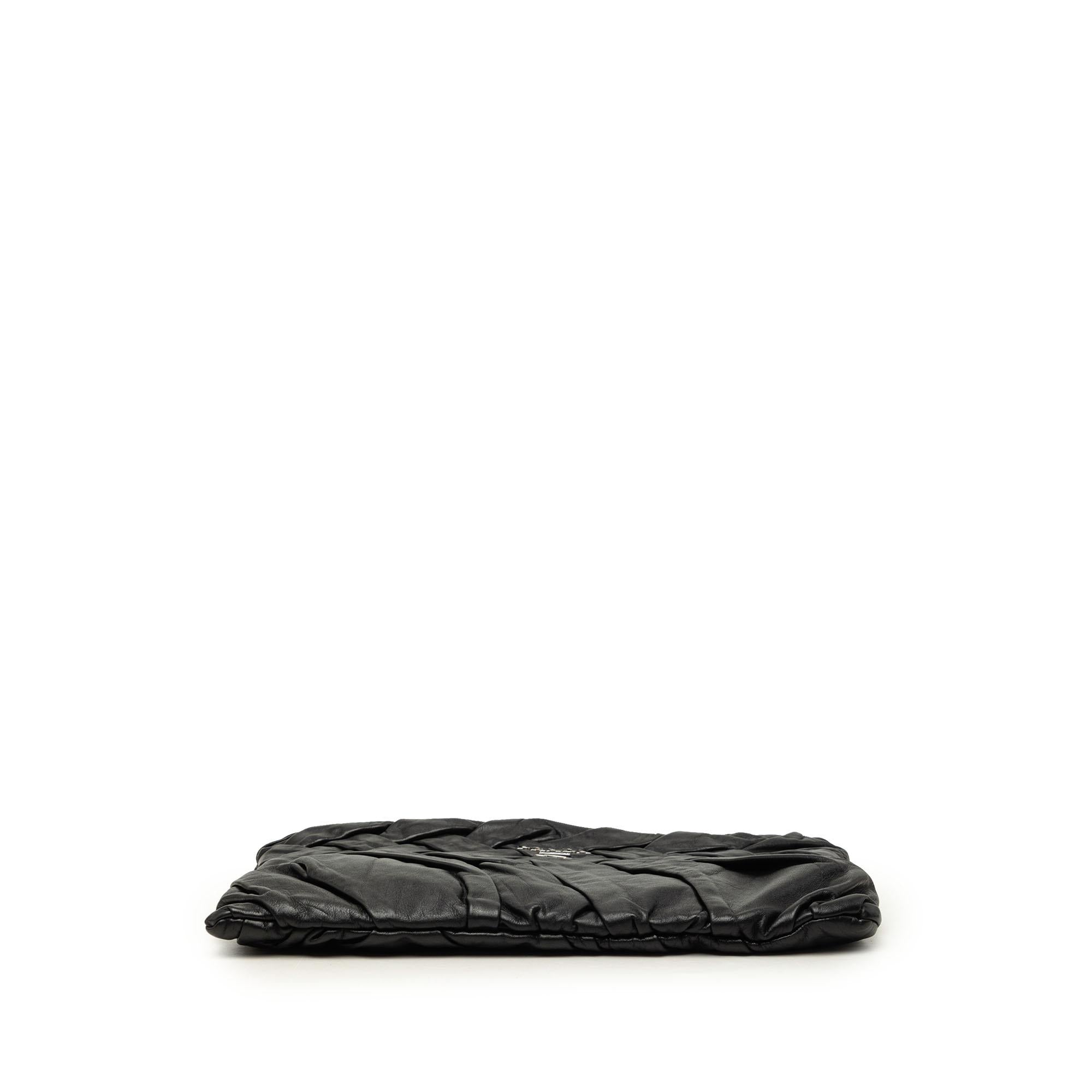 Prada Calfskin Diamond Pleated Clutch