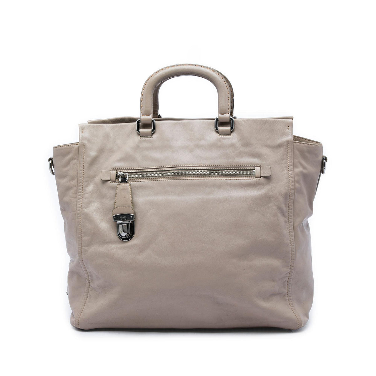 Prada Calfskin Front Pocket Satchel