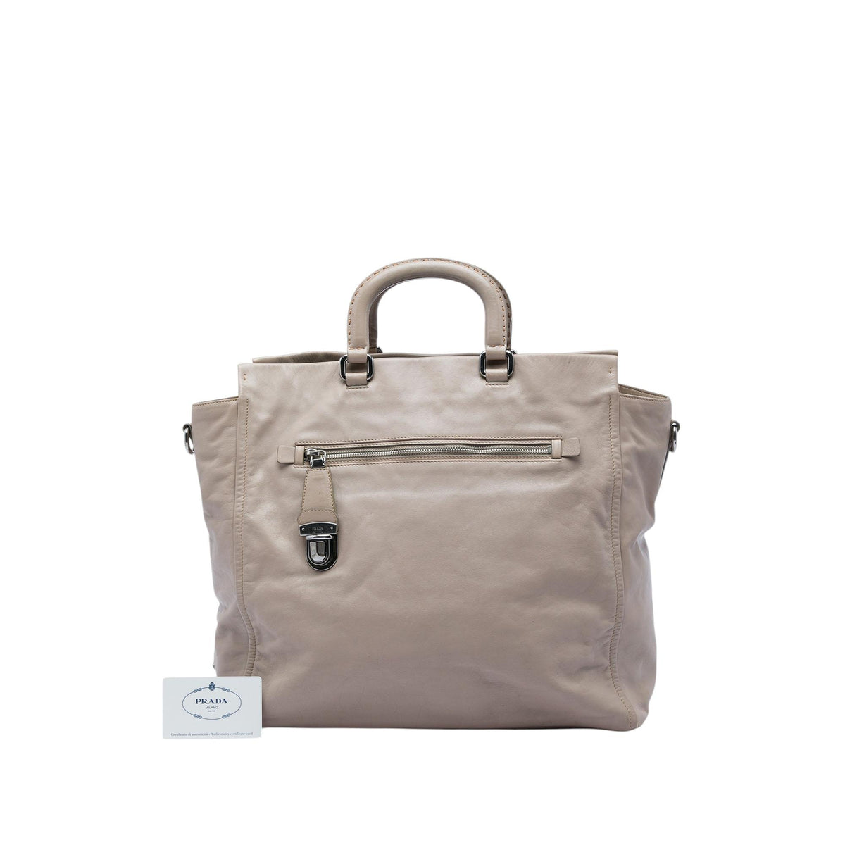 Prada Calfskin Front Pocket Satchel