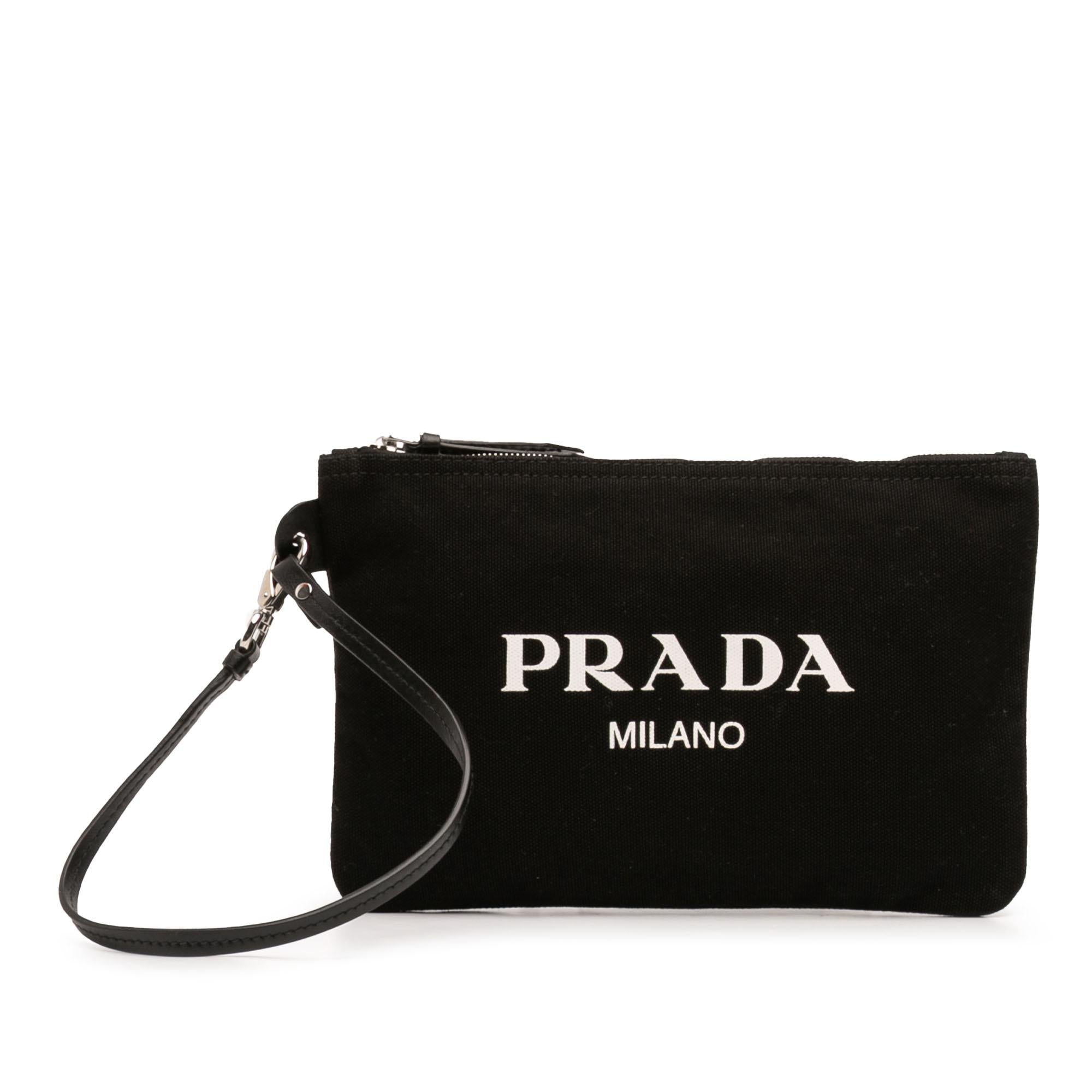Prada Canapa Canvas Logo Wrislet Pouch
