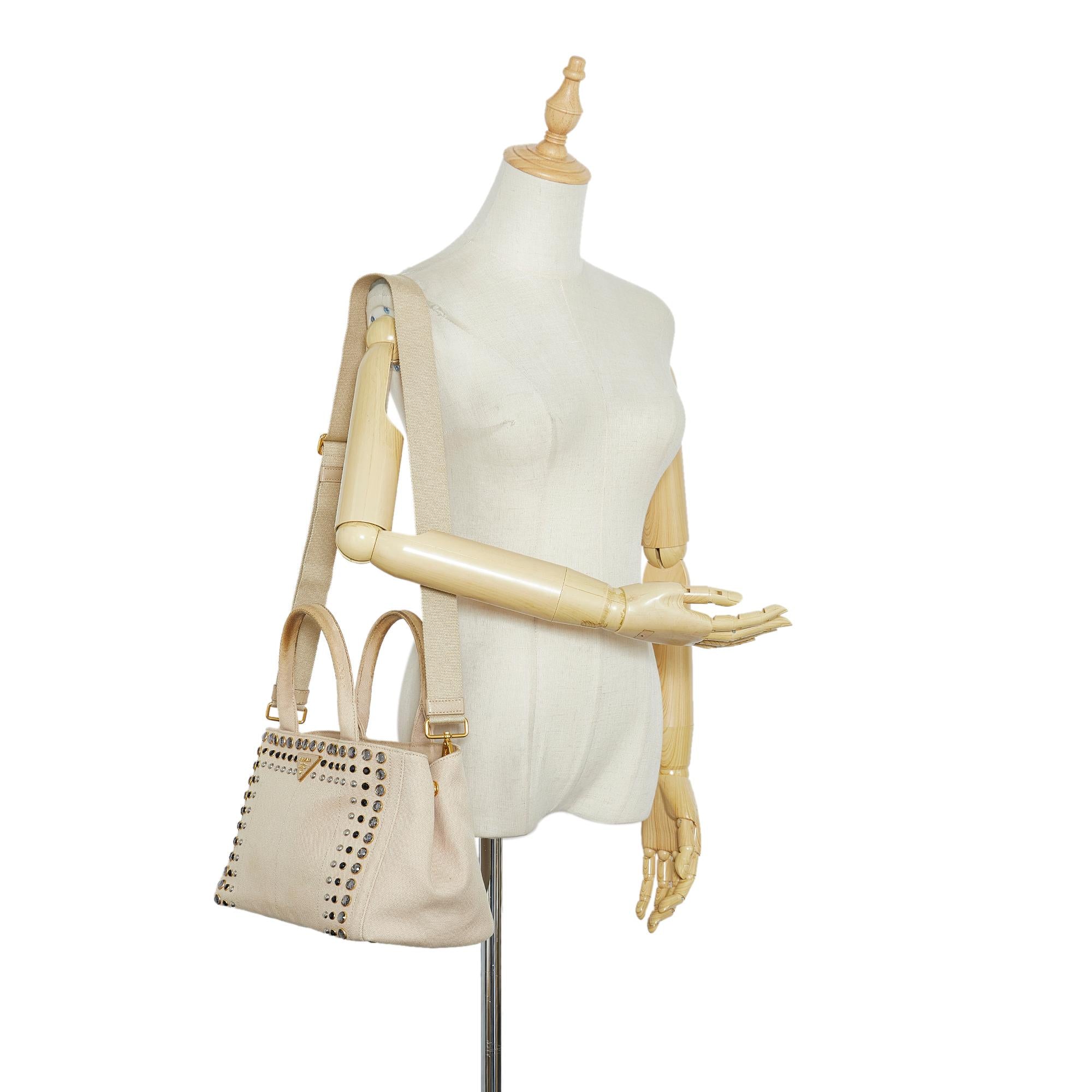 Prada Canapa Studded Satchel (SHG-LMdh5t)