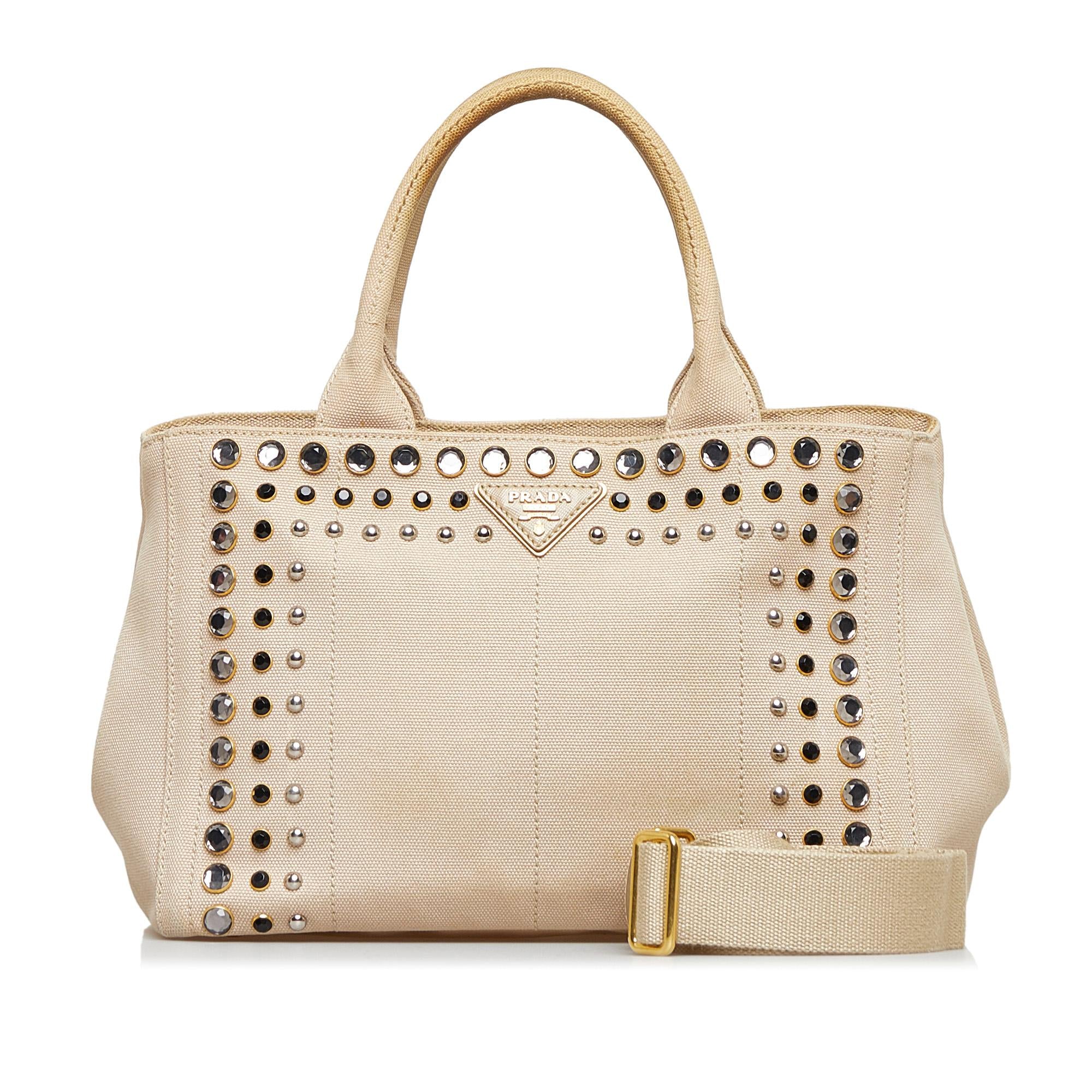 Prada Canapa Studded Satchel (SHG-LMdh5t)