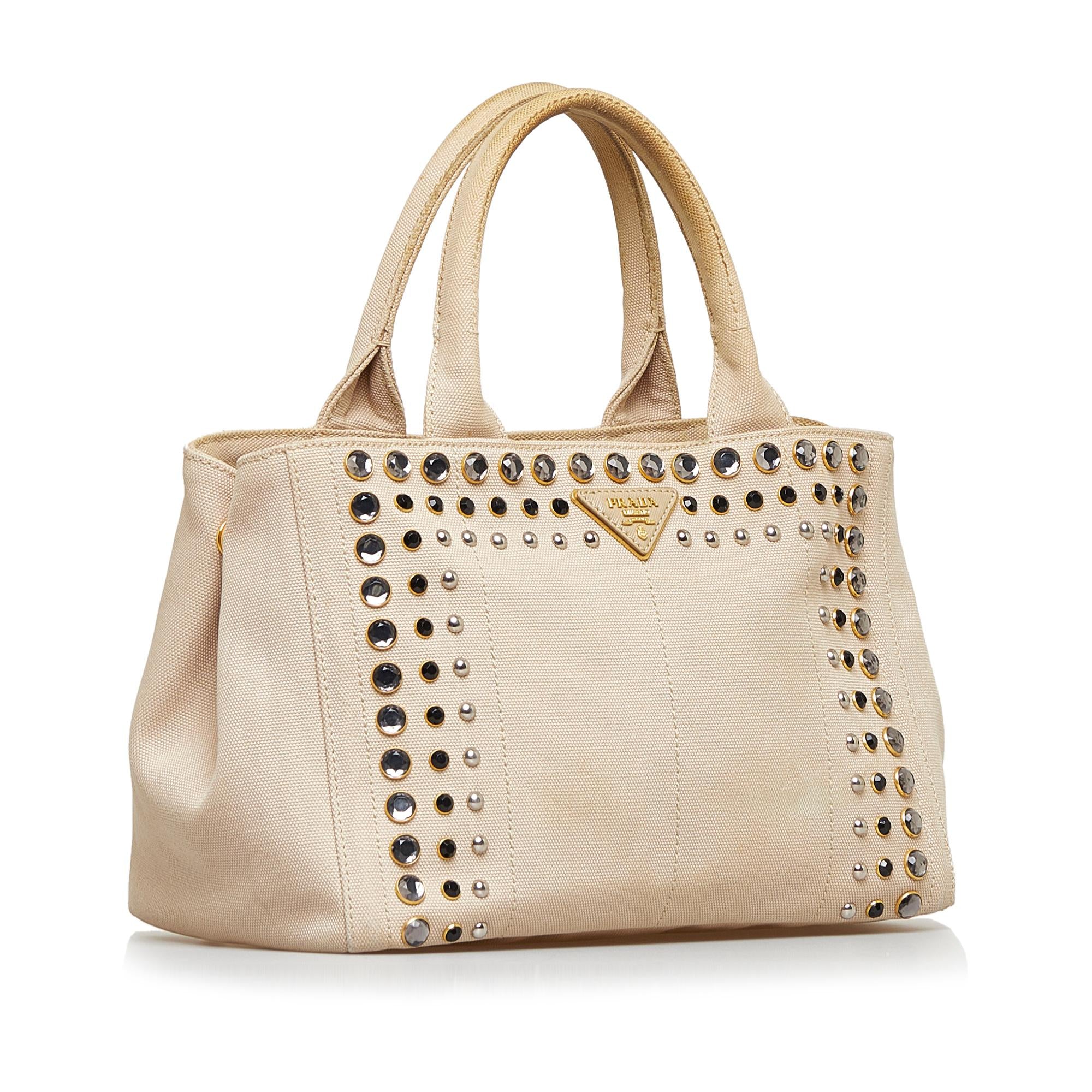 Prada Canapa Studded Satchel (SHG-LMdh5t)