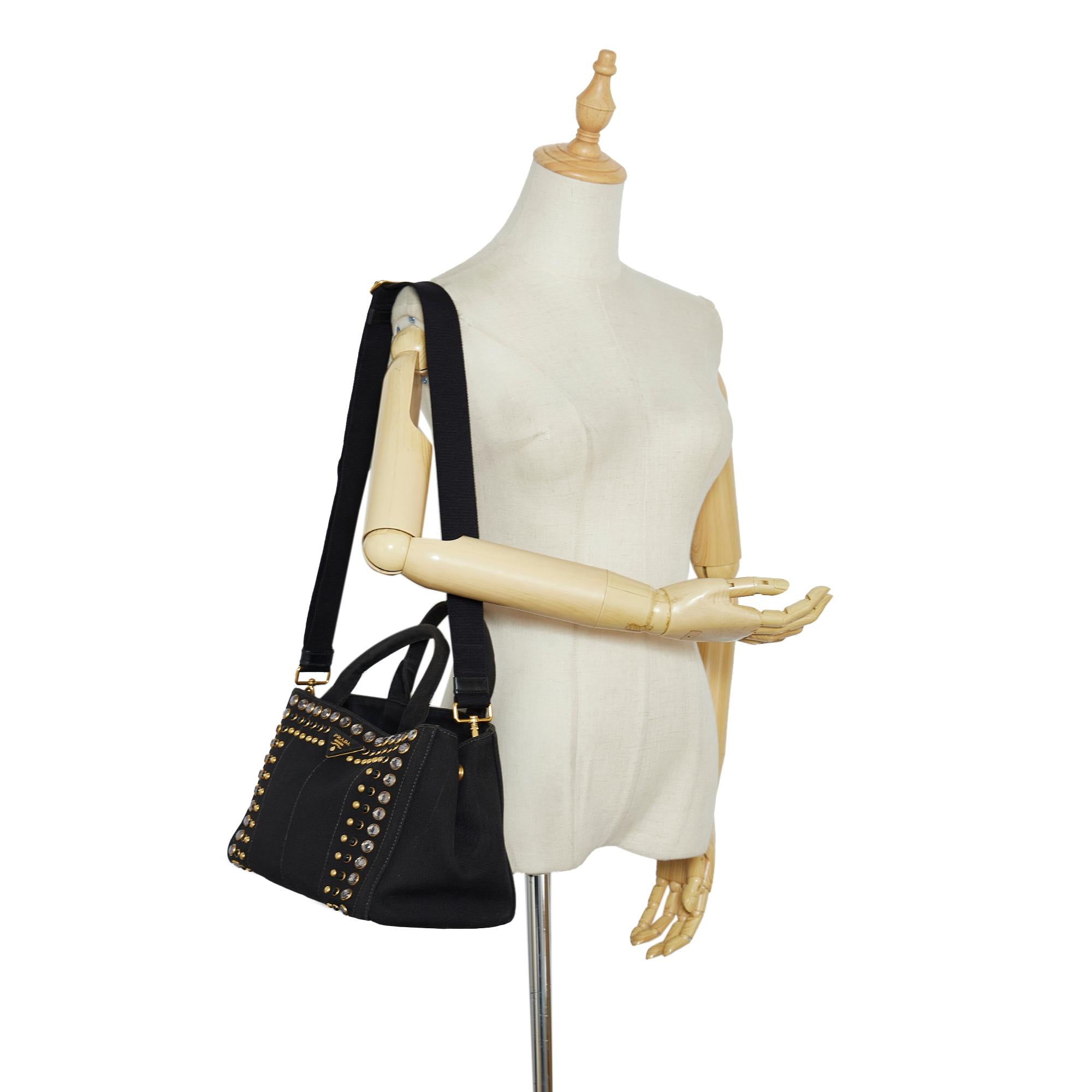 Prada Canapa Studded Satchel (SHG-qMj9jp)