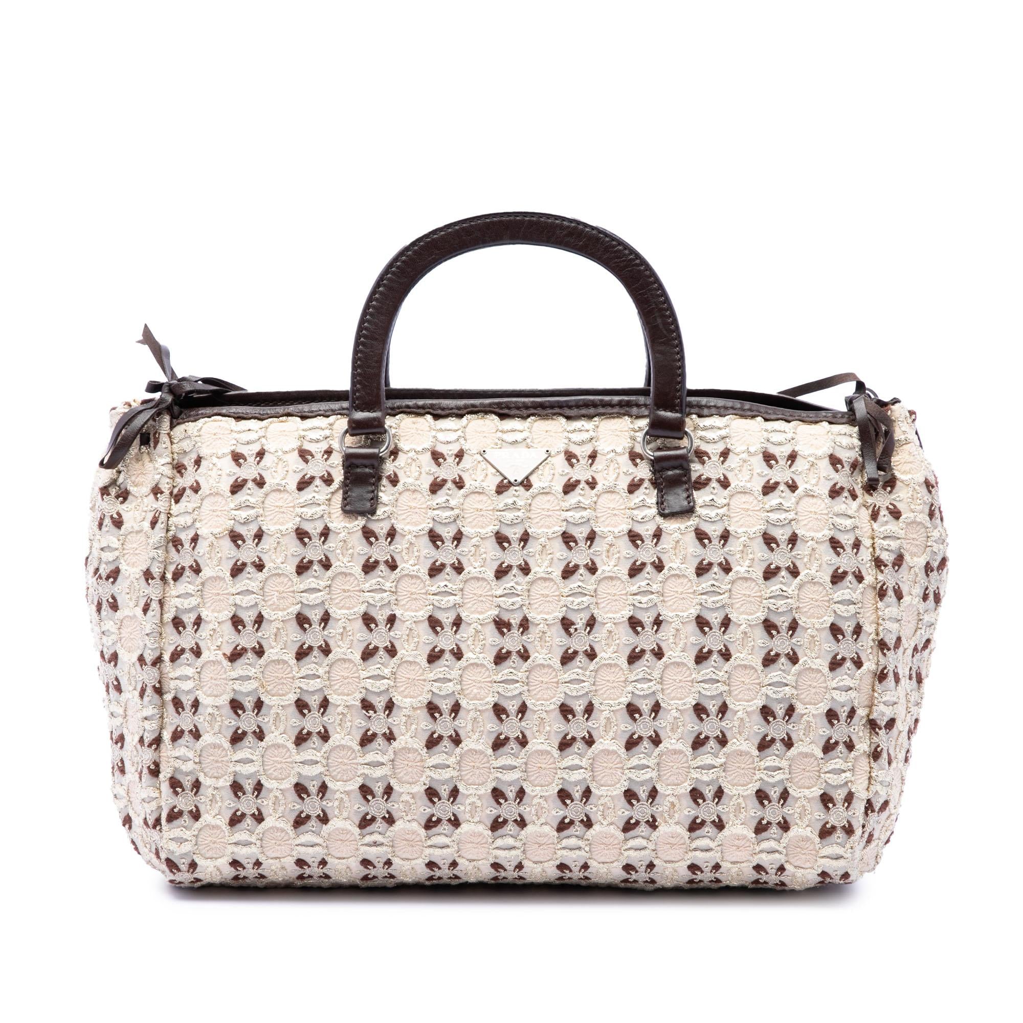 Prada Canvas Bow Cloquet Handle Bag