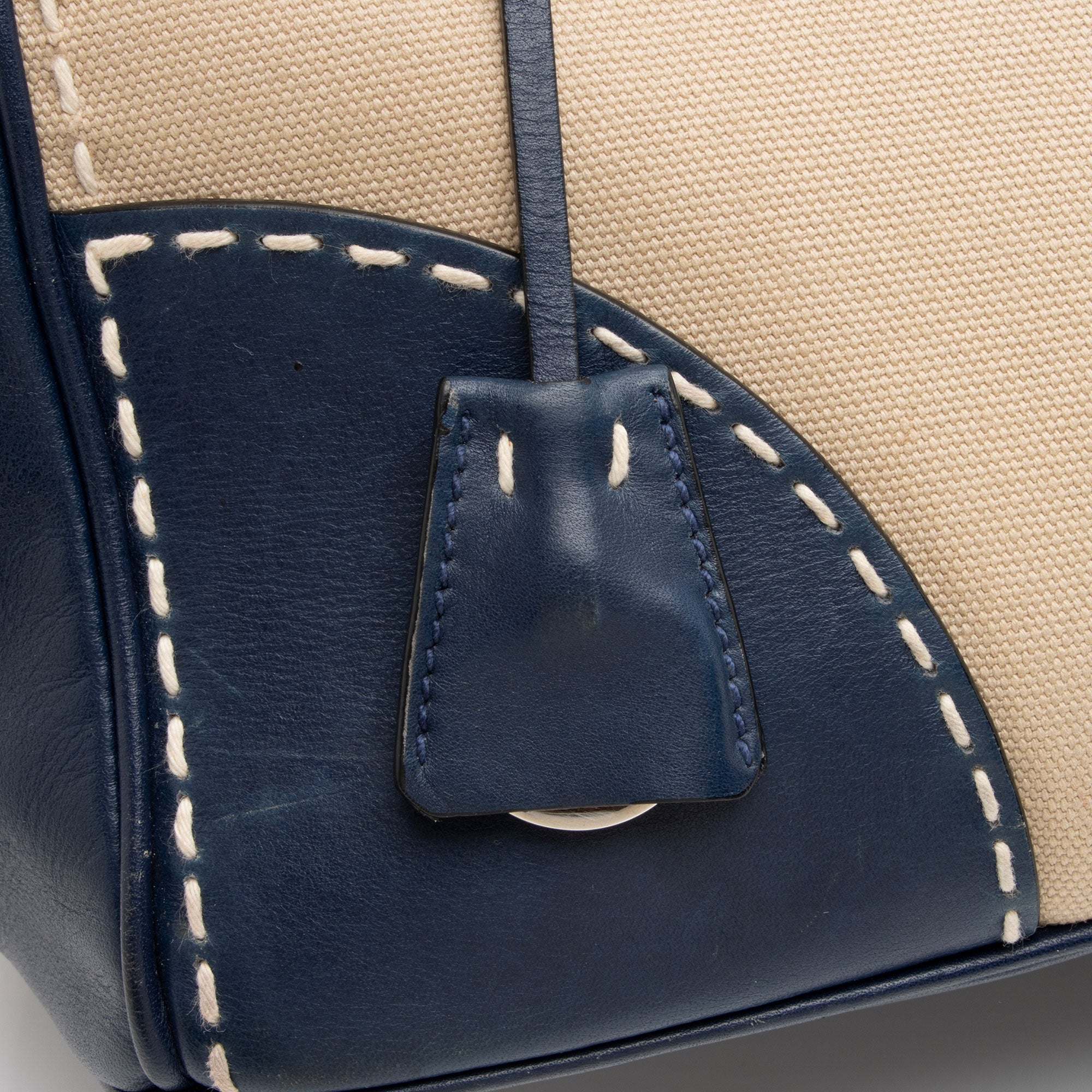 Prada Canvas Calfskin Stitch City Tote (SHF-FzLXxK)