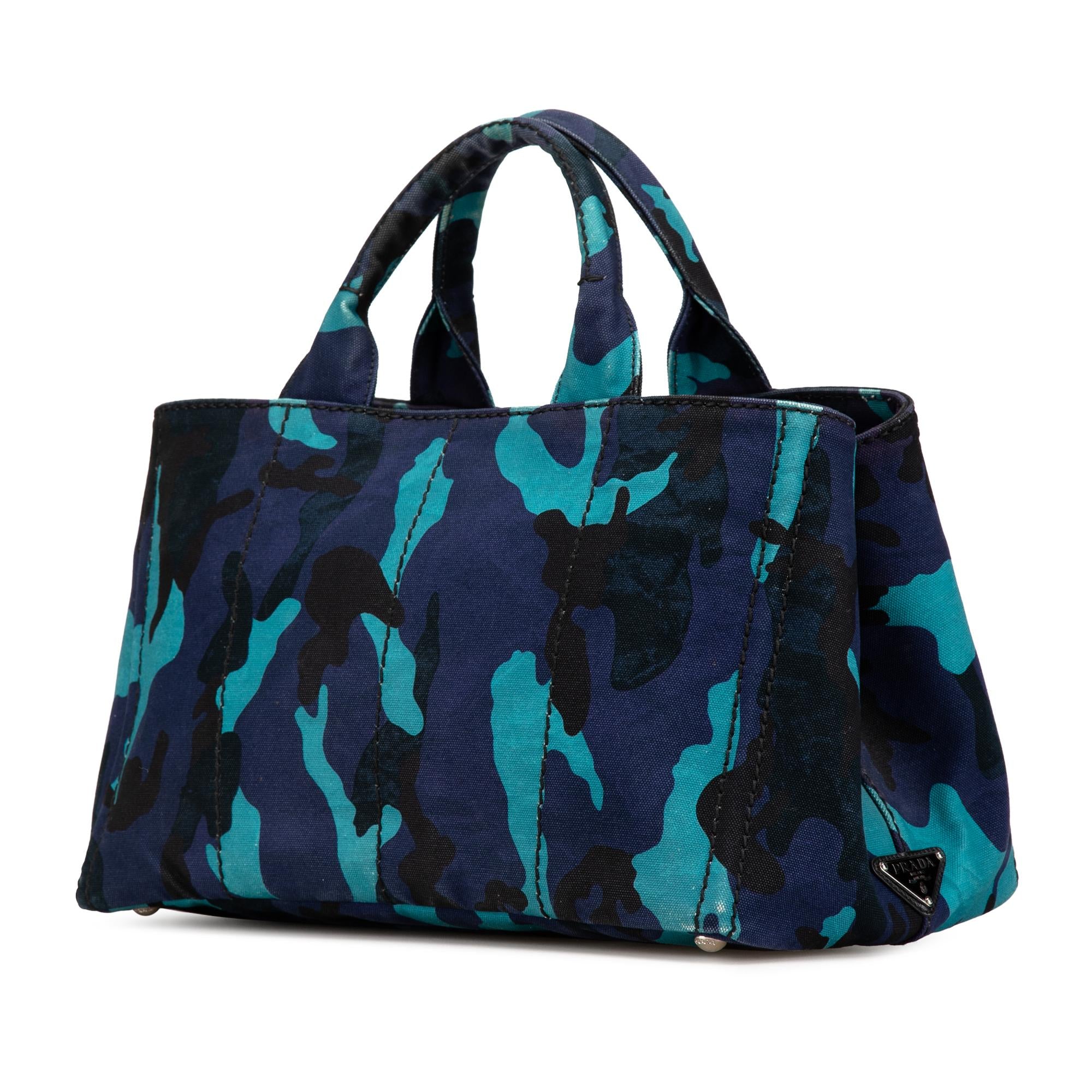 Prada Canvas Camouflage Canapa Logo Satchel