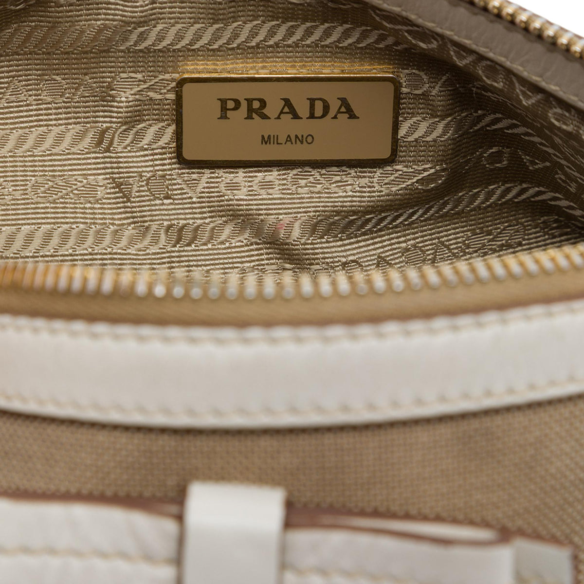 Prada Canvas Canapa Logo Bow Barrel Crossbody