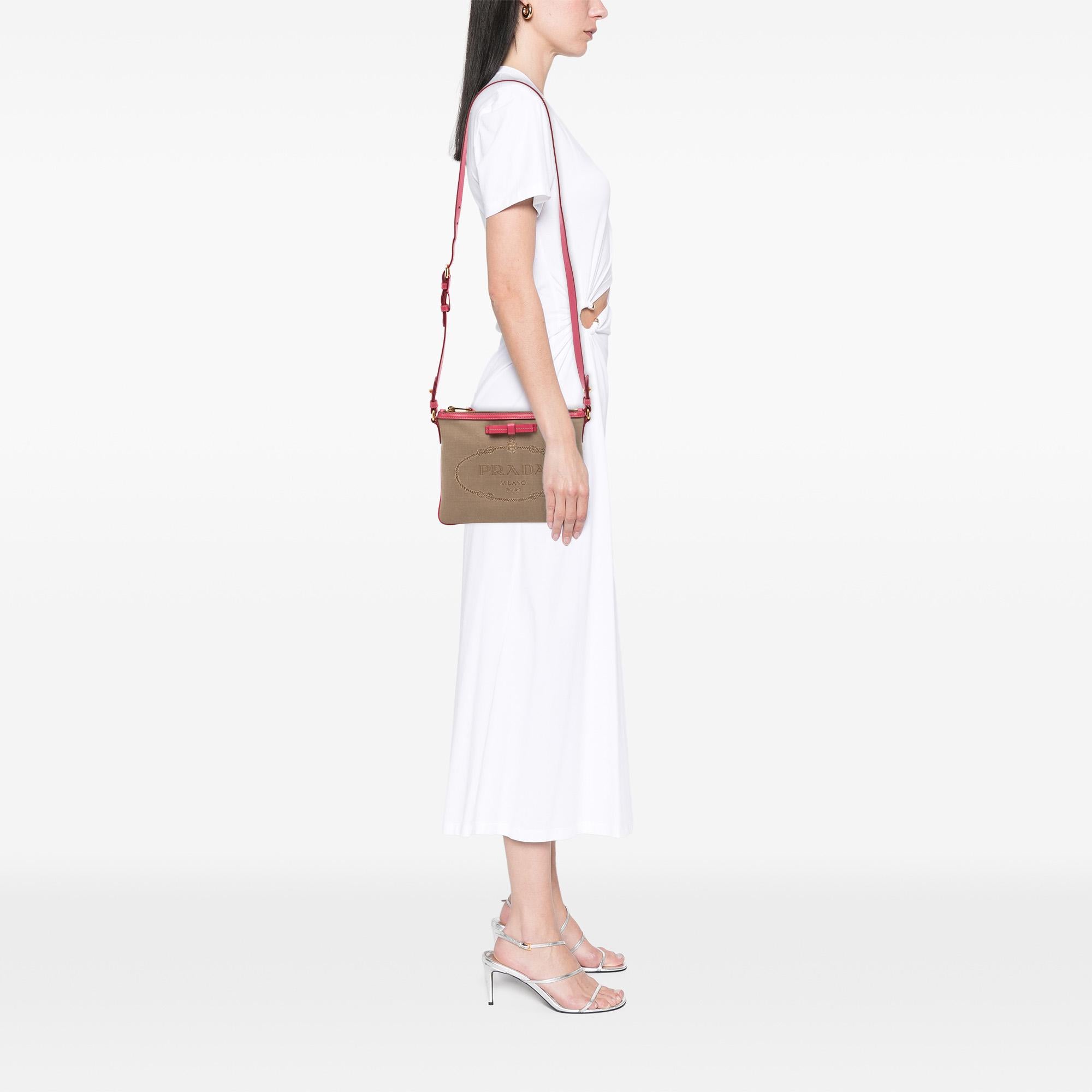 Prada Canvas Canapa Logo Bow Crossbody
