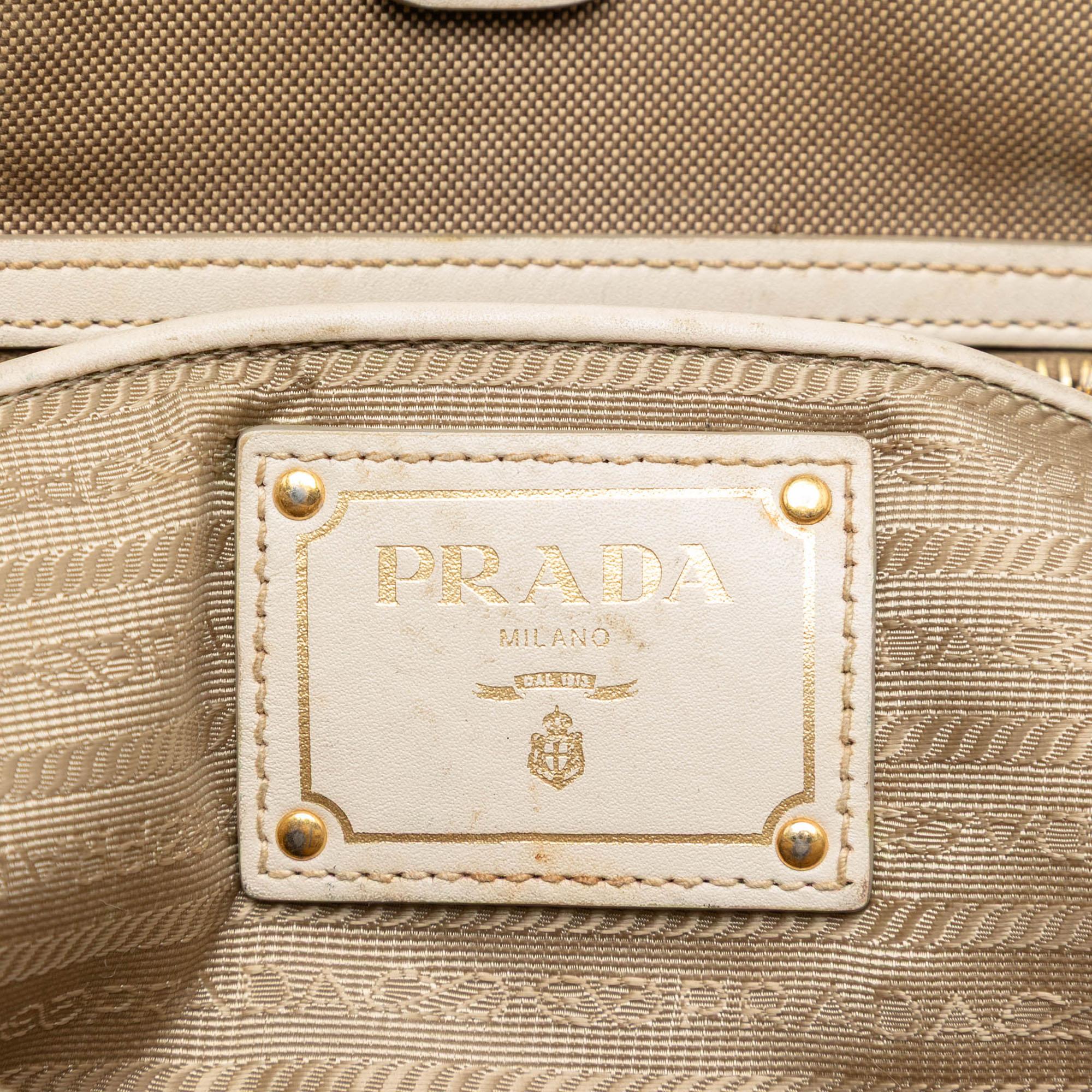 Prada Canvas Canapa Logo Bow Satchel