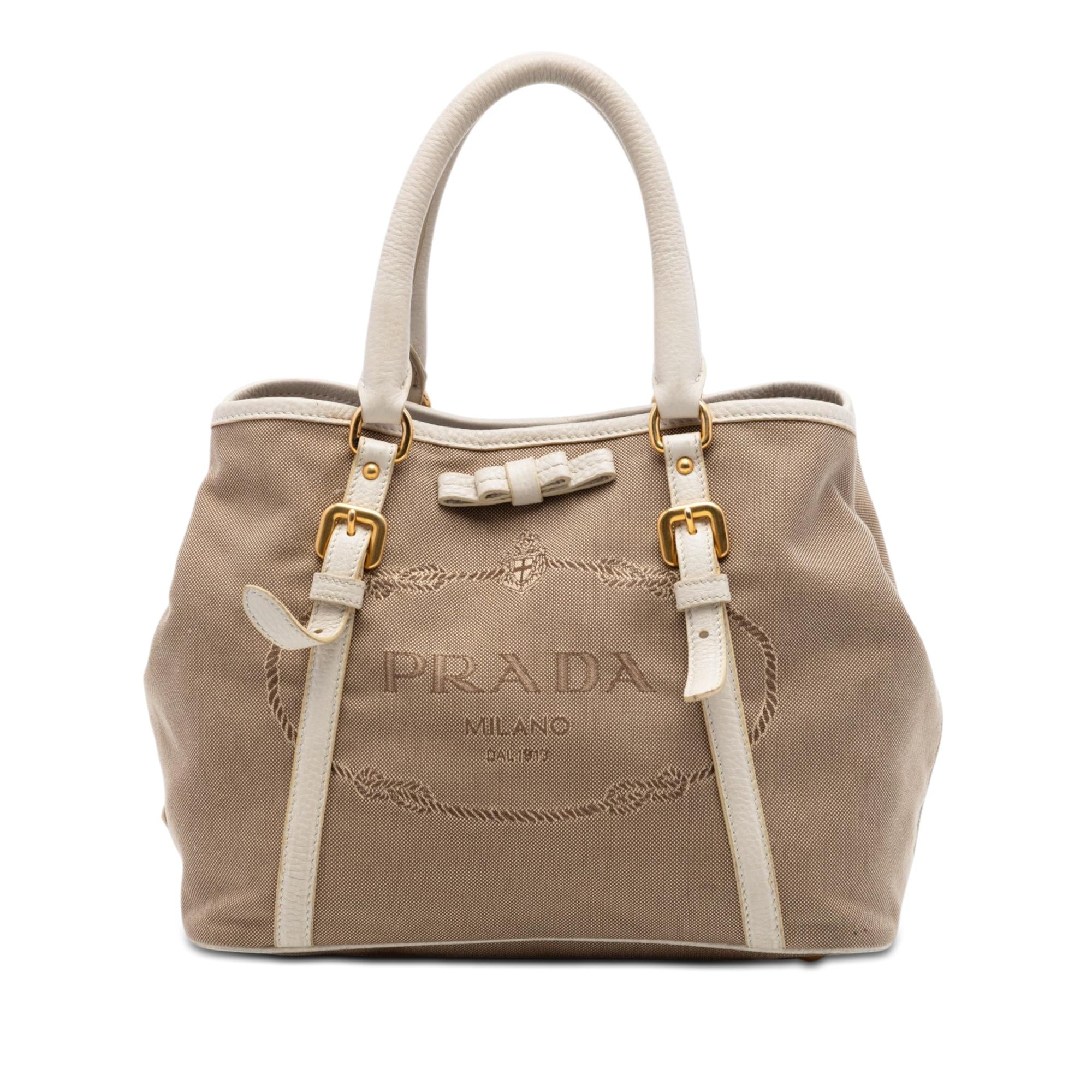 Prada Canvas Canapa Logo Bow Satchel