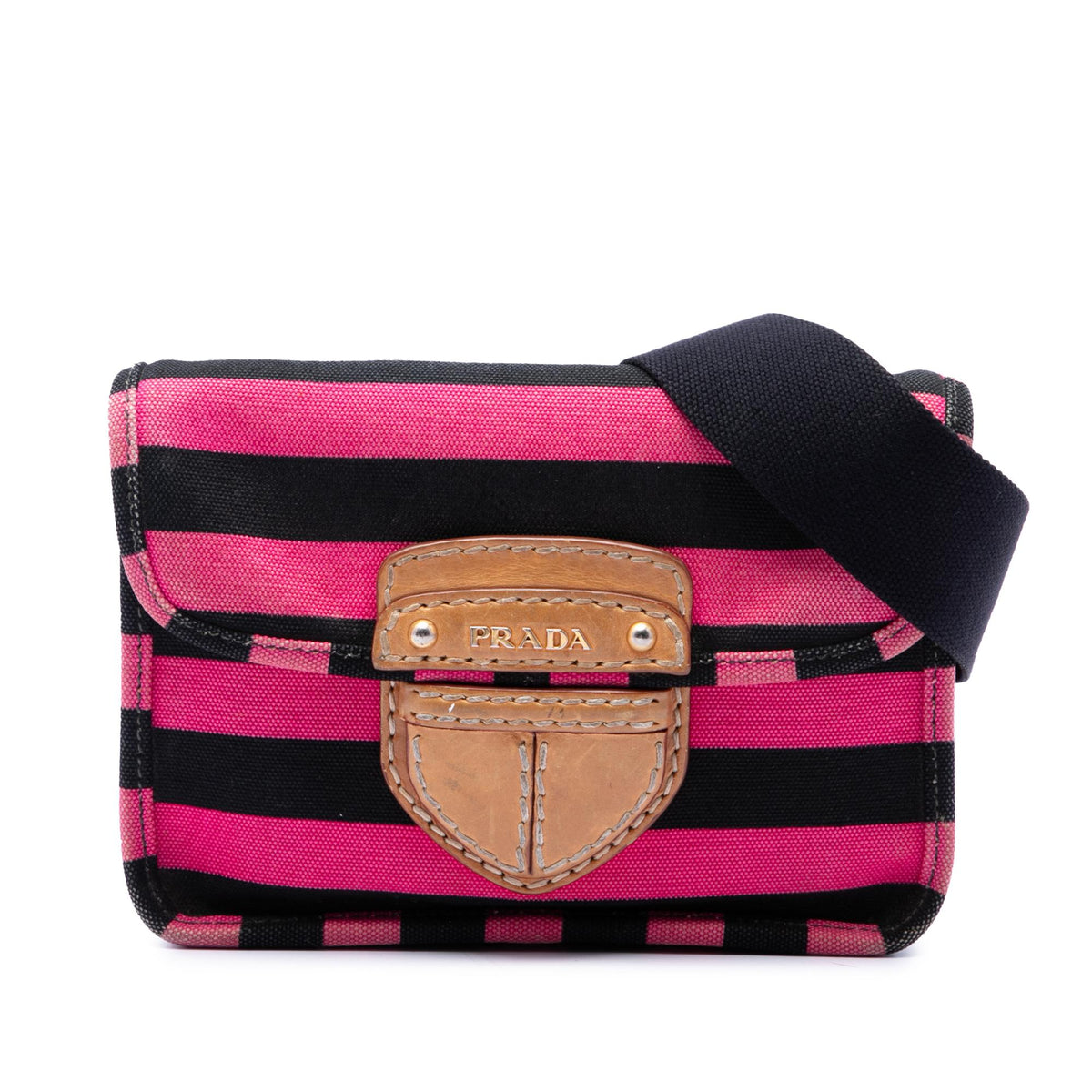Prada Canvas Canapa Righe Striped Crossbody