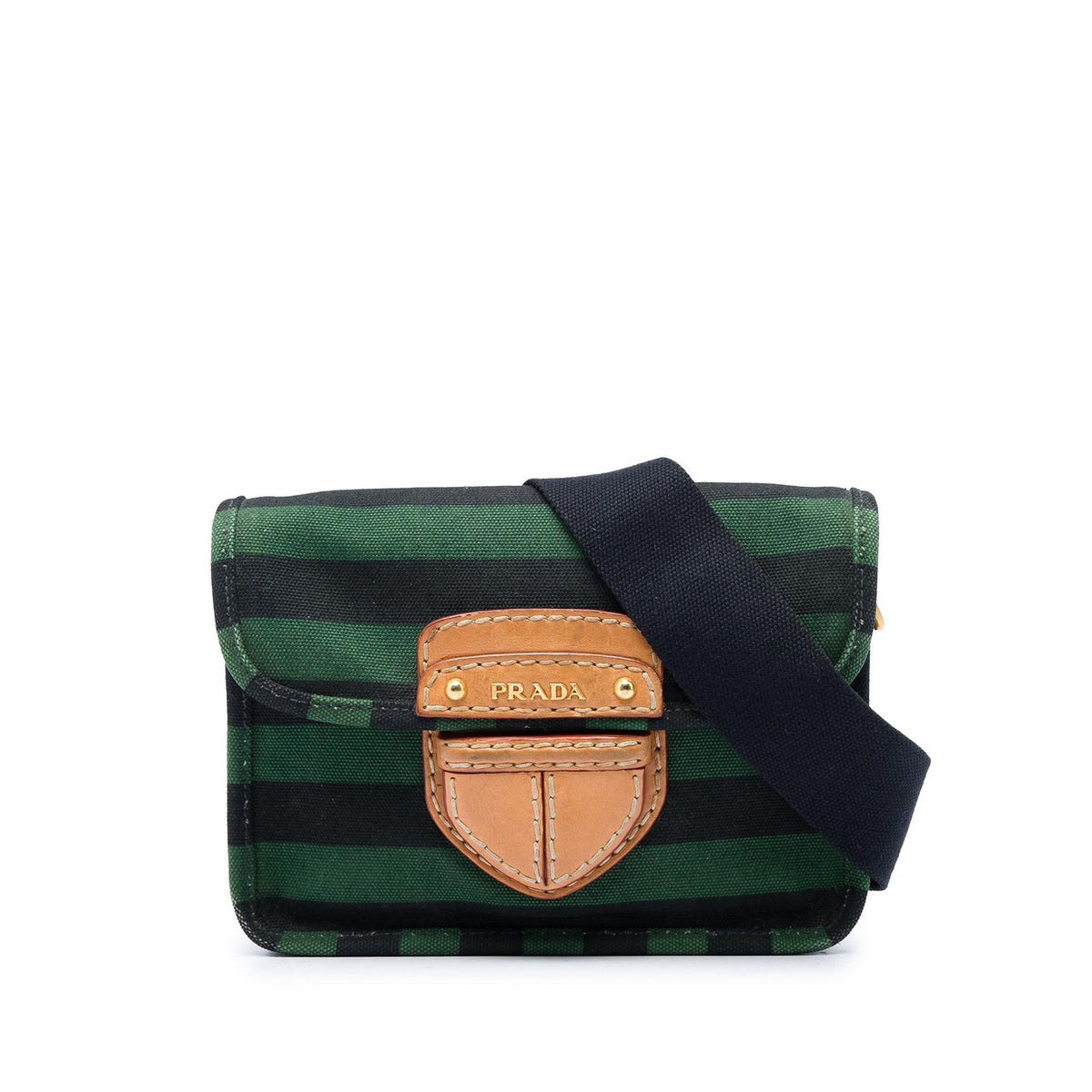 Prada Canvas Canapa Righe Striped Crossbody