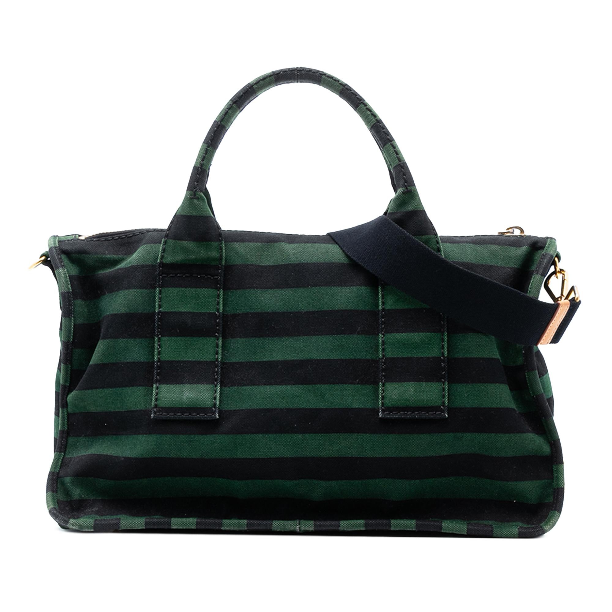 Prada Canvas Canapa Righe Striped Satchel