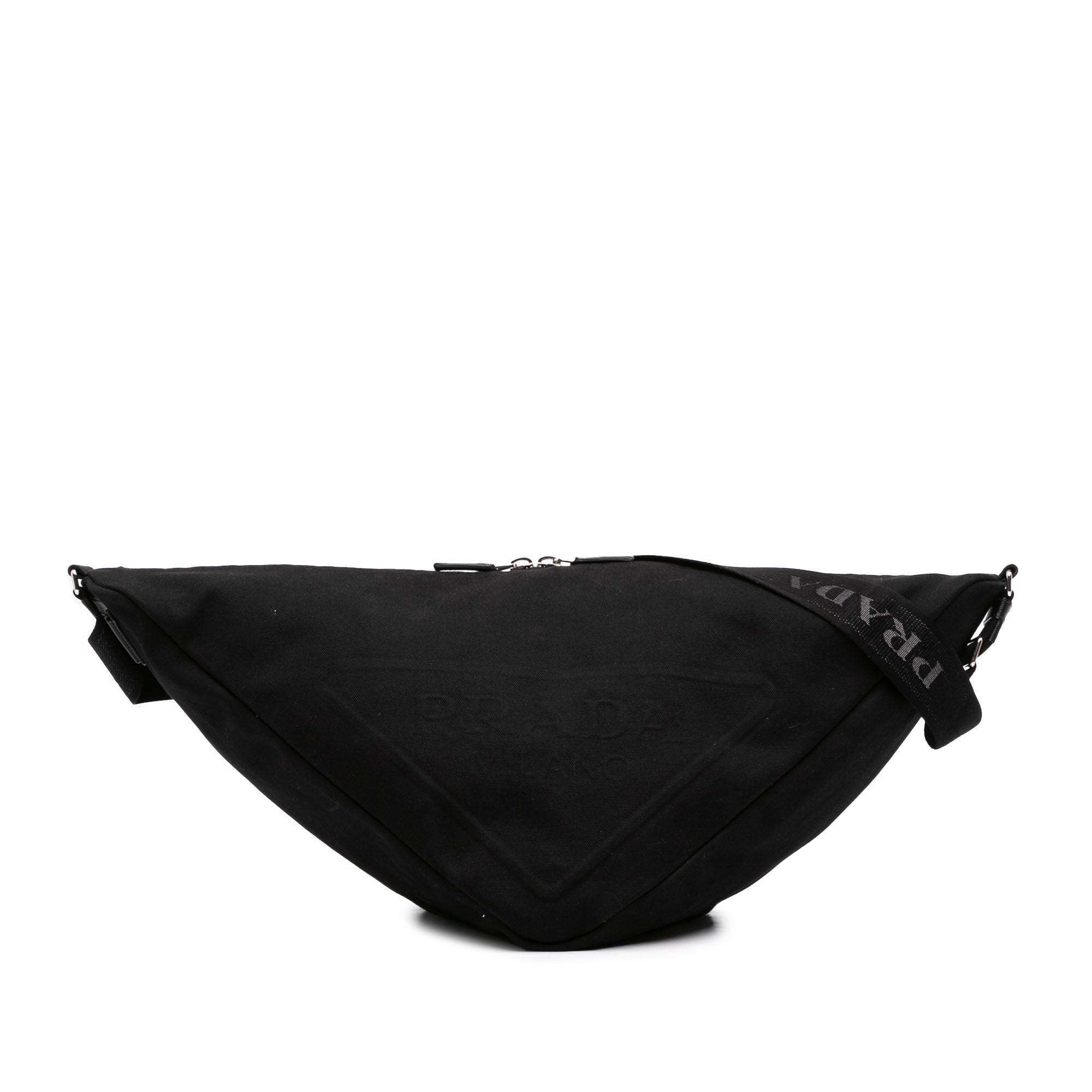 Prada Canvas Canapa Triangle Logo Shoulder Bag