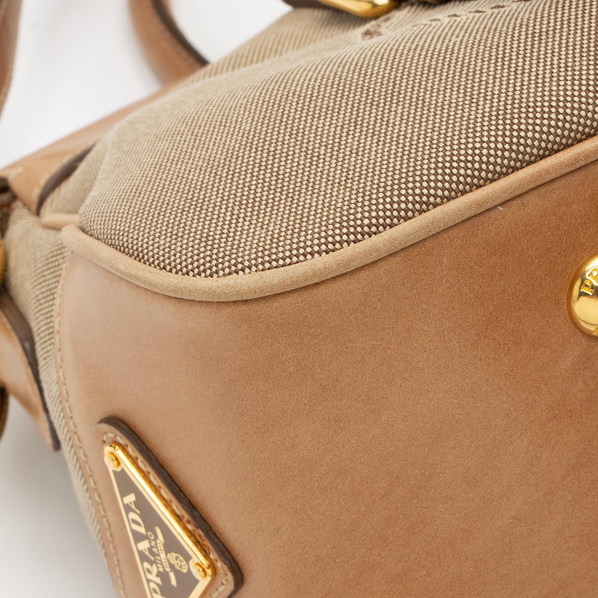 Prada Canvas Logo Satchel (SHF-pgvjOz)