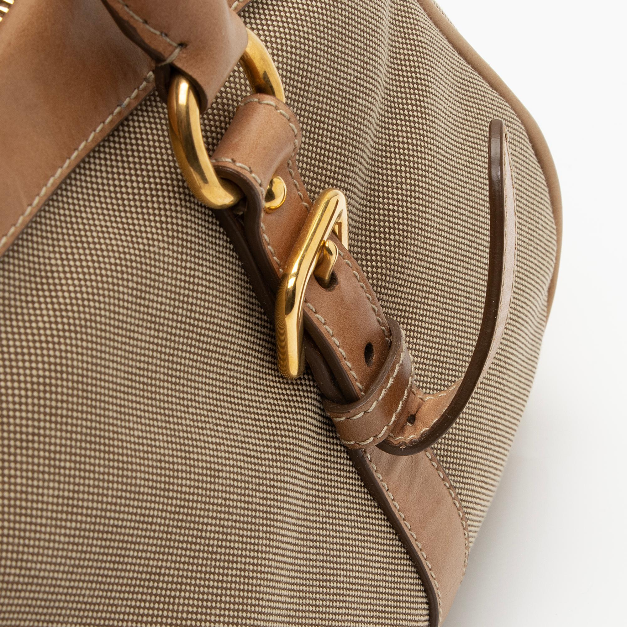 Prada Canvas Logo Satchel (SHF-pgvjOz)