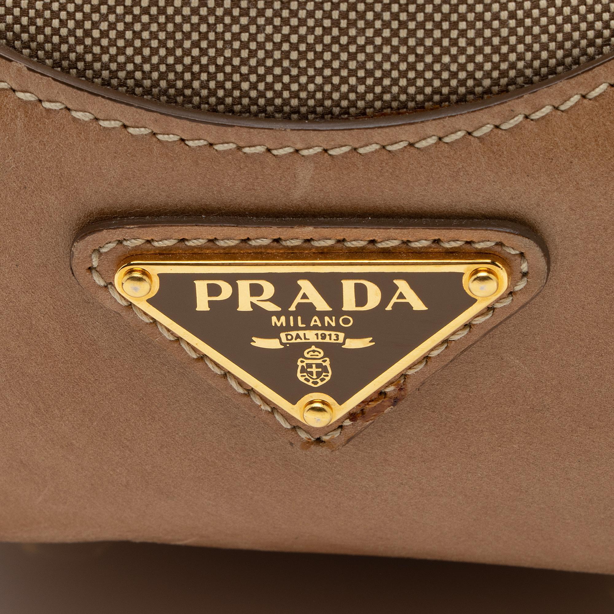 Prada Canvas Logo Satchel (SHF-pgvjOz)