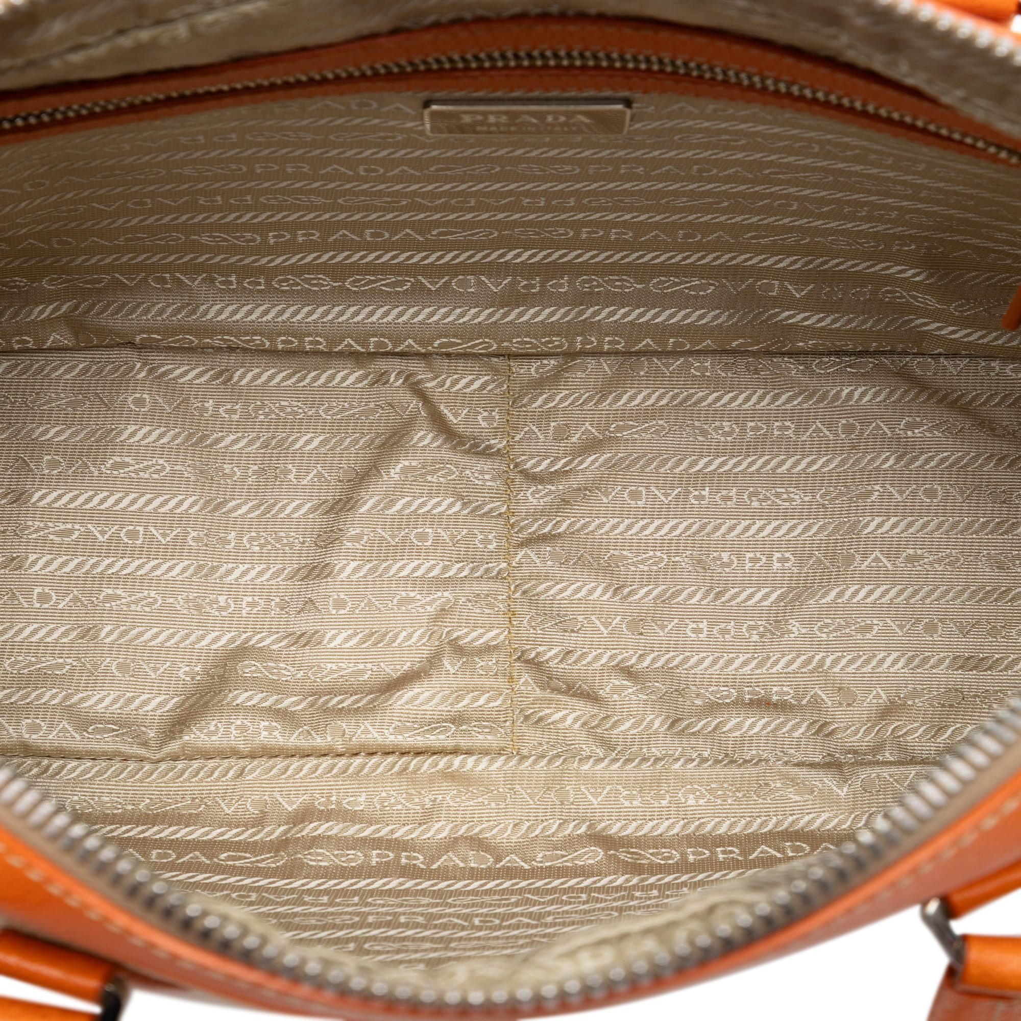 Prada Cinghiale Trimmed Canapa Handbag