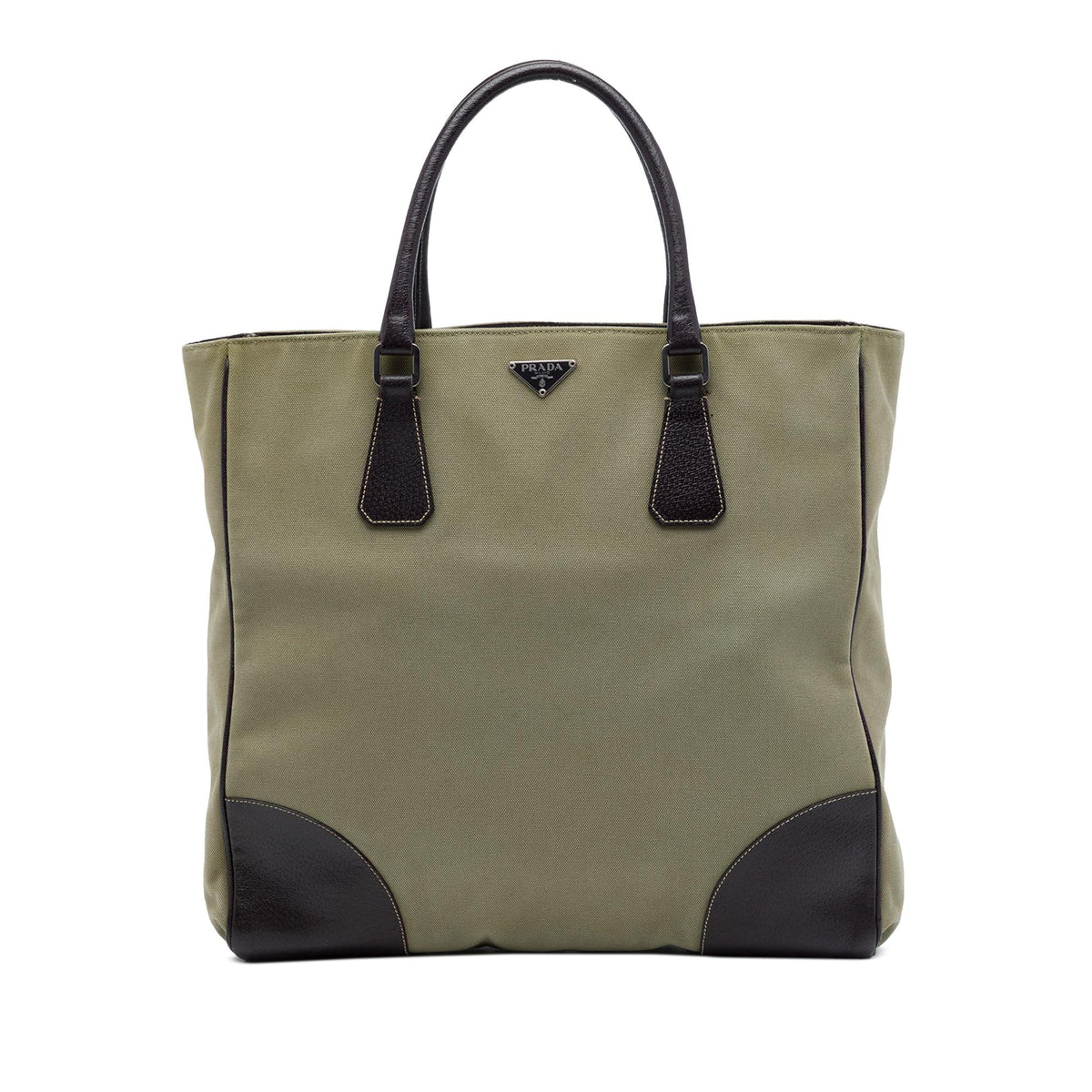 Prada Cinghiale Trimmed Canvas Canapa Tote