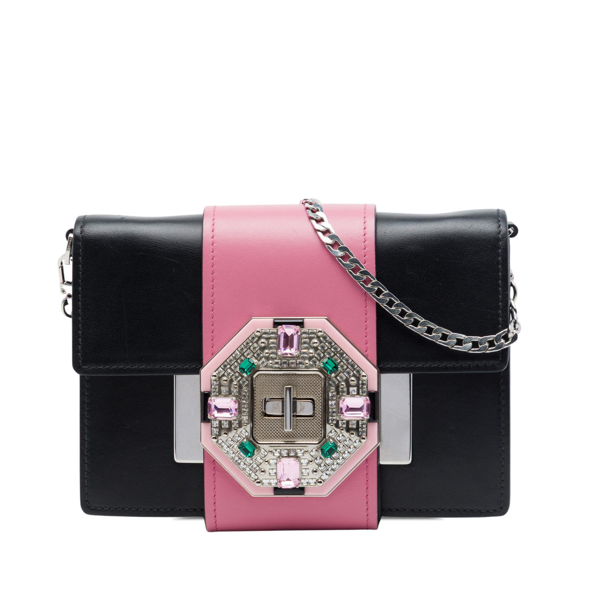 Prada City Calf Crystal Embellished Ribbon Bag