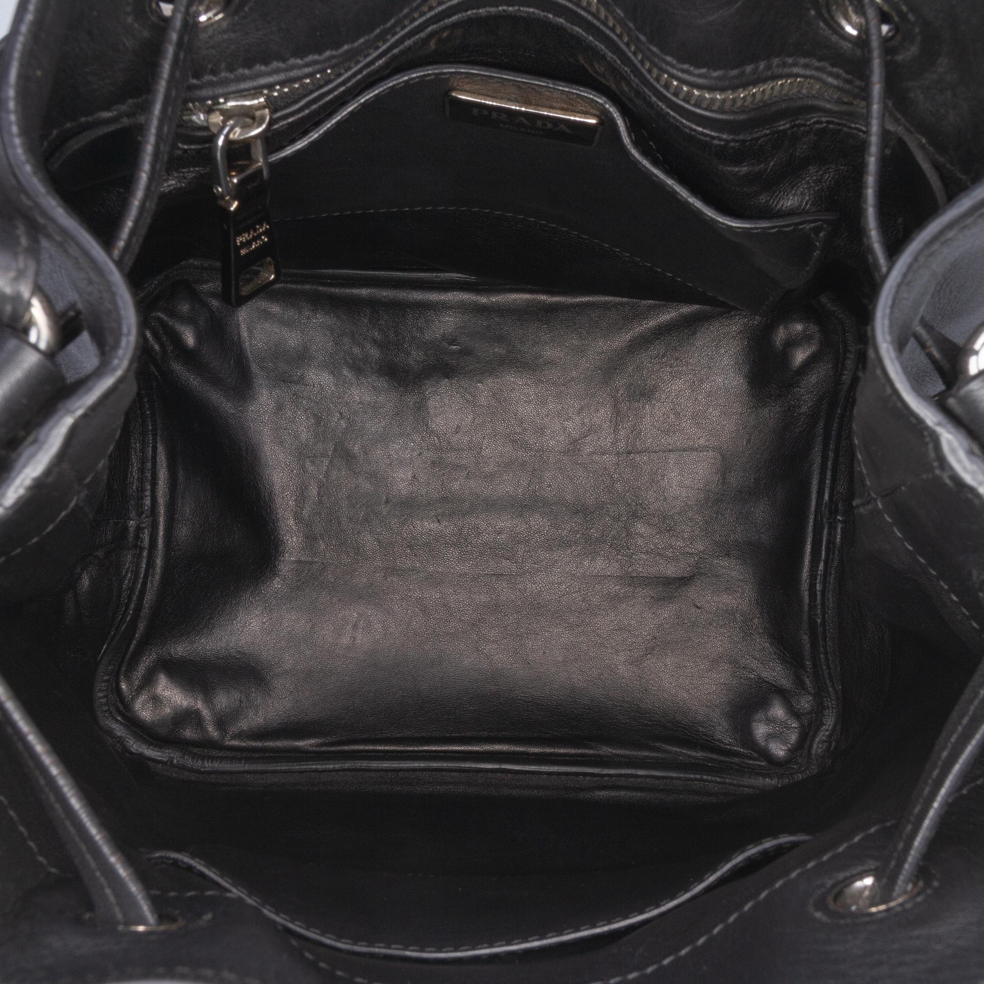 Prada City Calf Drawstring Bucket Bag