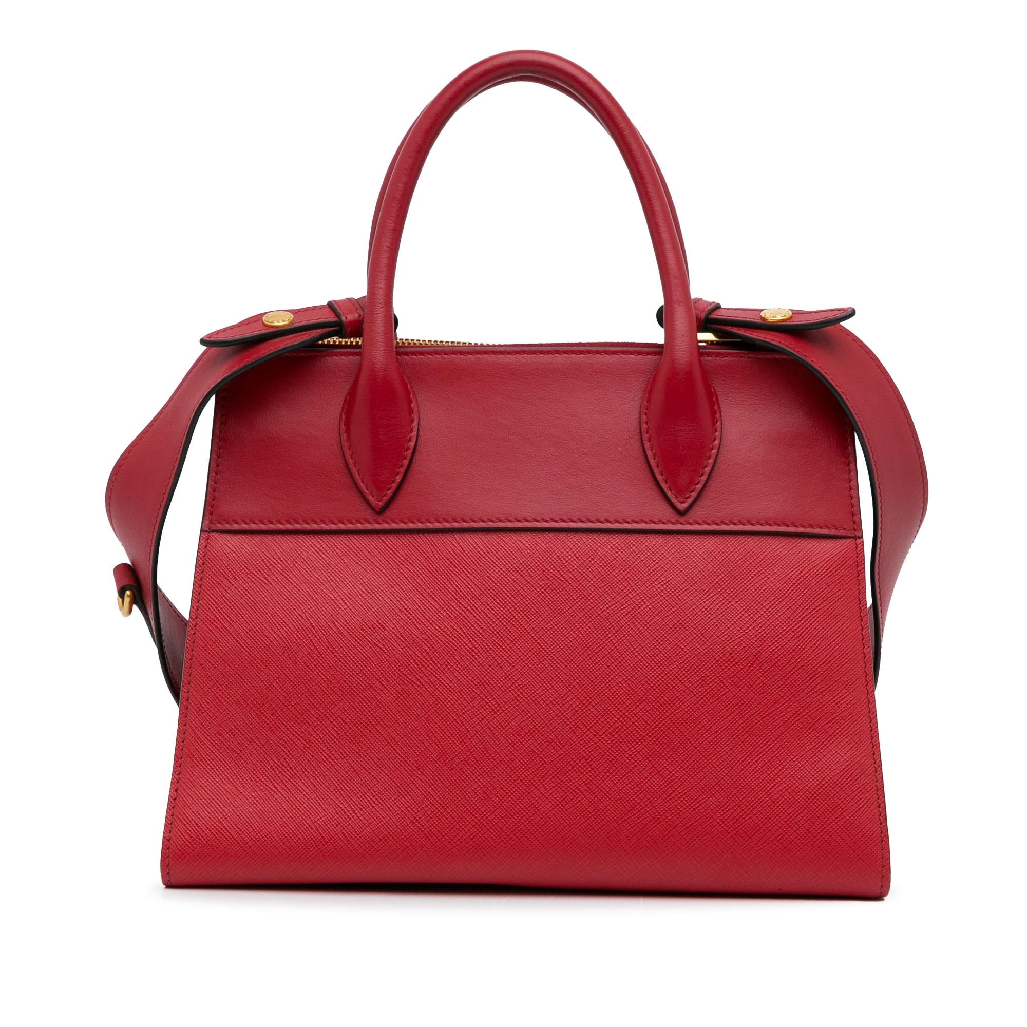 Prada City Calf Greca Saffiano Paradigme Satchel (SHG-g4US7N)