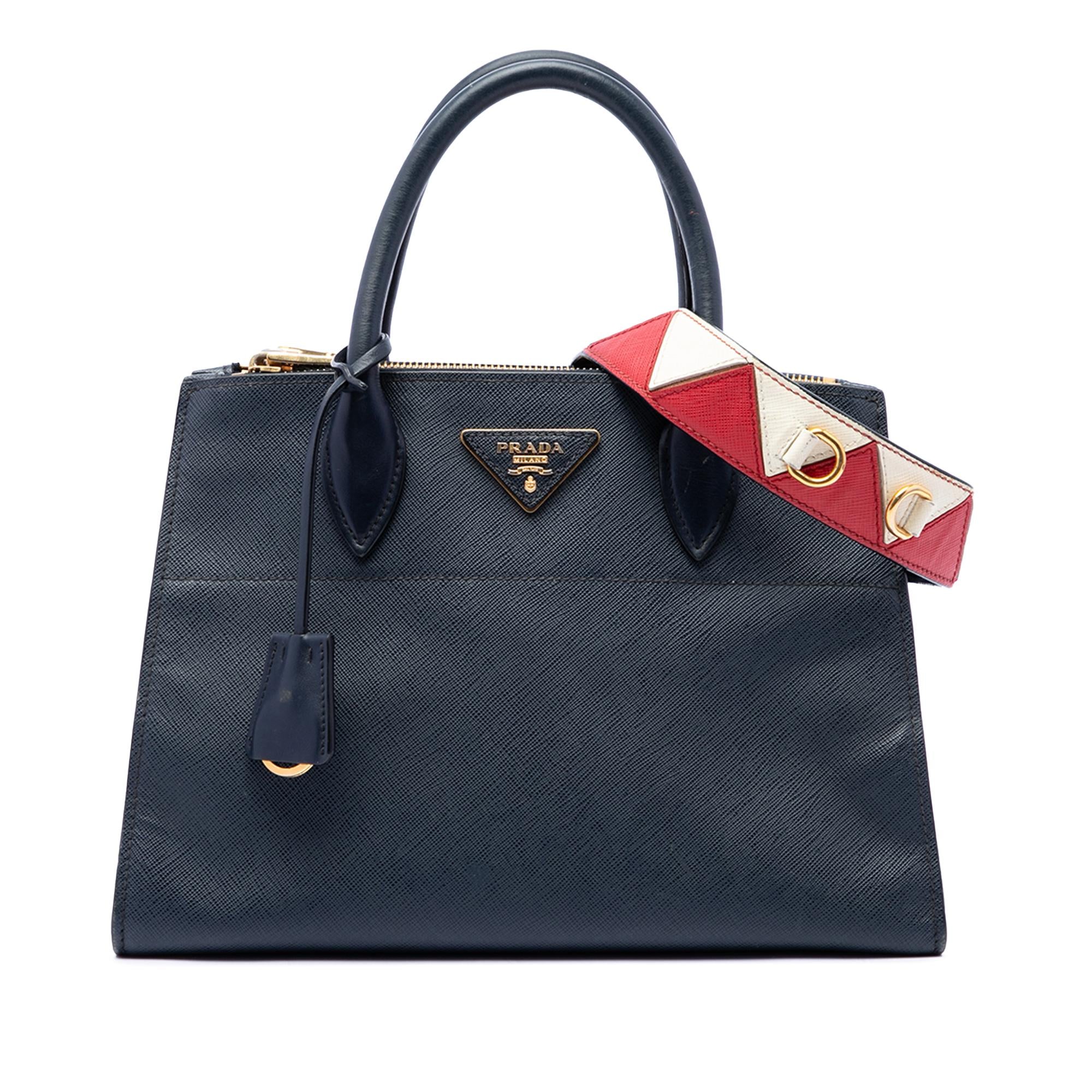Prada City Calf Trimmed Saffiano Greche Paradigme Bag
