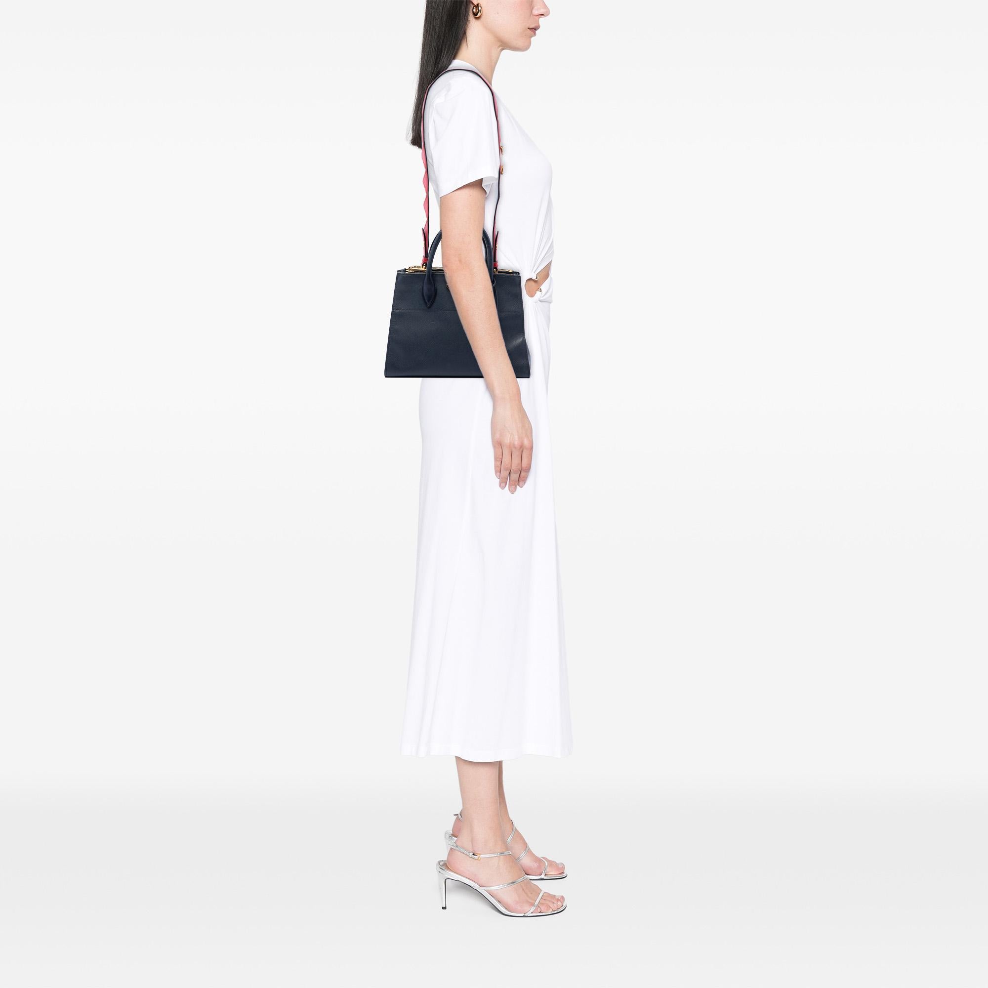 Prada City Calf Trimmed Saffiano Greche Paradigme Bag