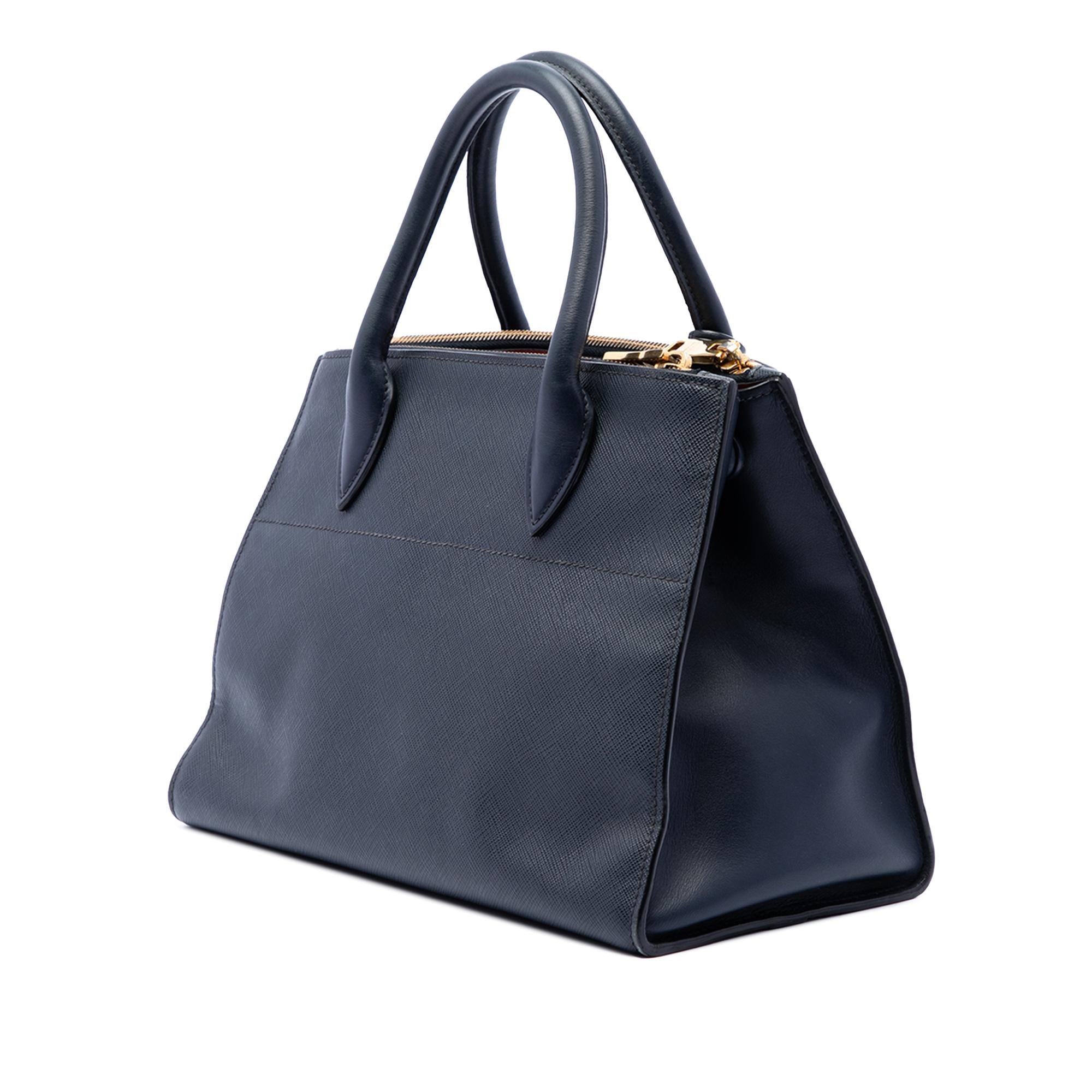 Prada City Calf Trimmed Saffiano Greche Paradigme Bag