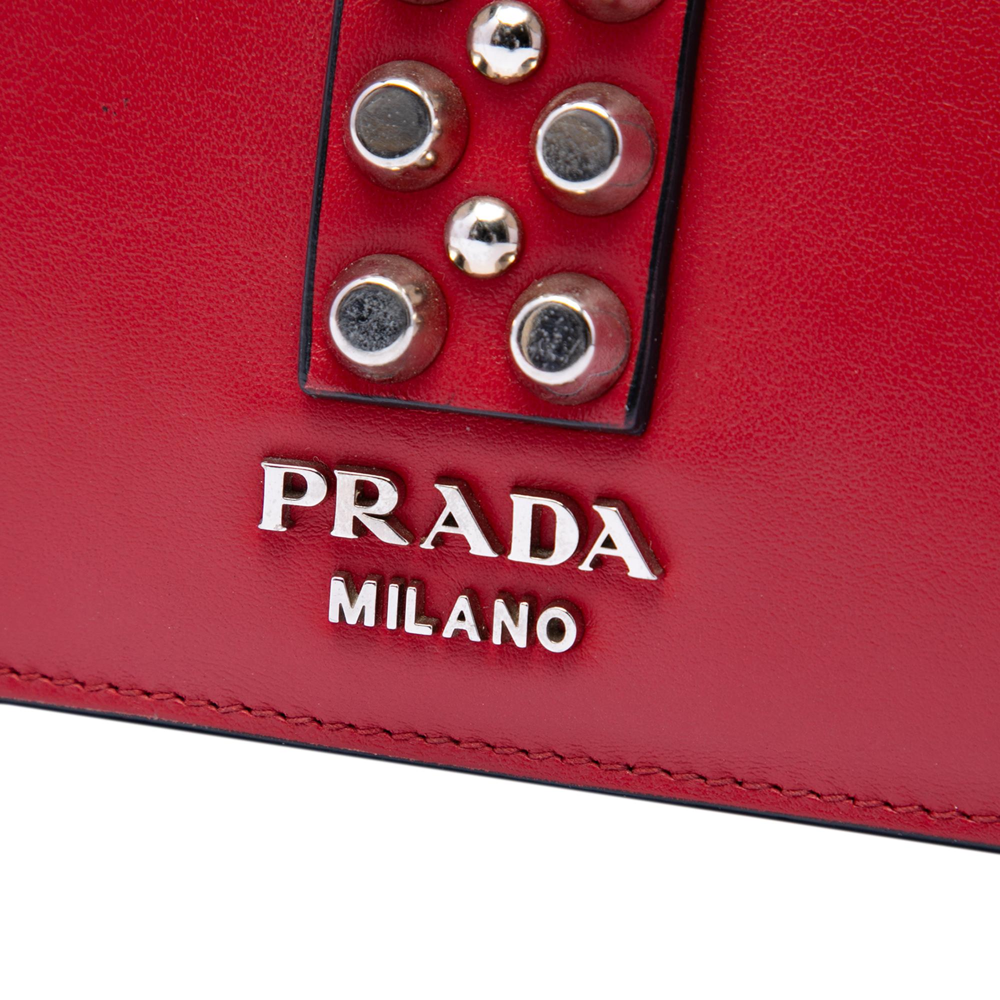 Prada City Calf and Saffiano Studded Elektra Satchel