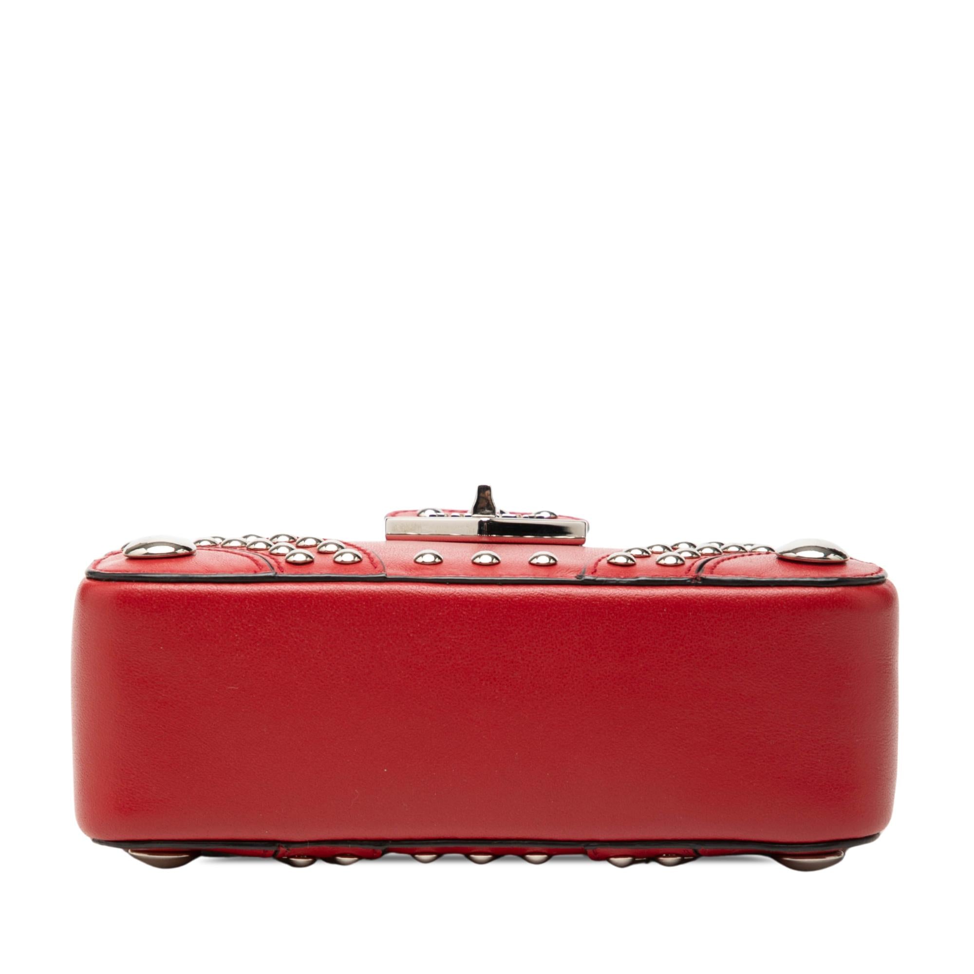 Prada City Calfskin Studded Elektra Turn Lock Clutch