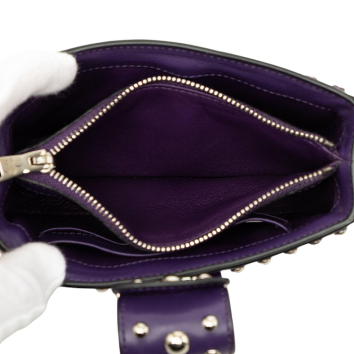 Prada City Calfskin Studded Elektra Turn Lock Clutch