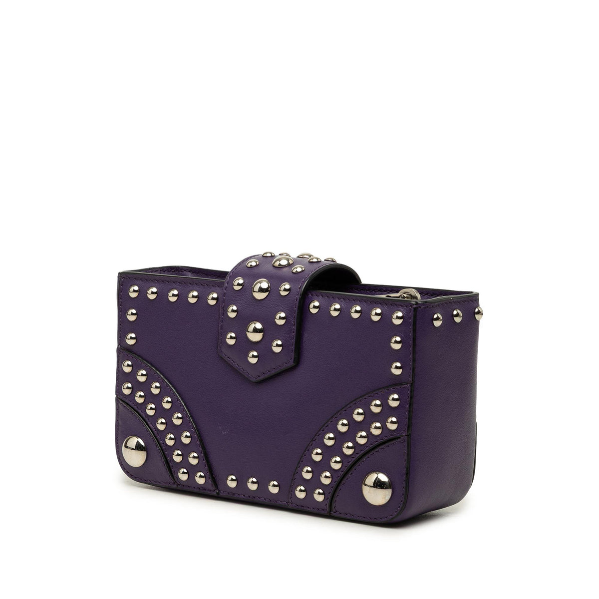 Prada City Calfskin Studded Elektra Turn Lock Clutch