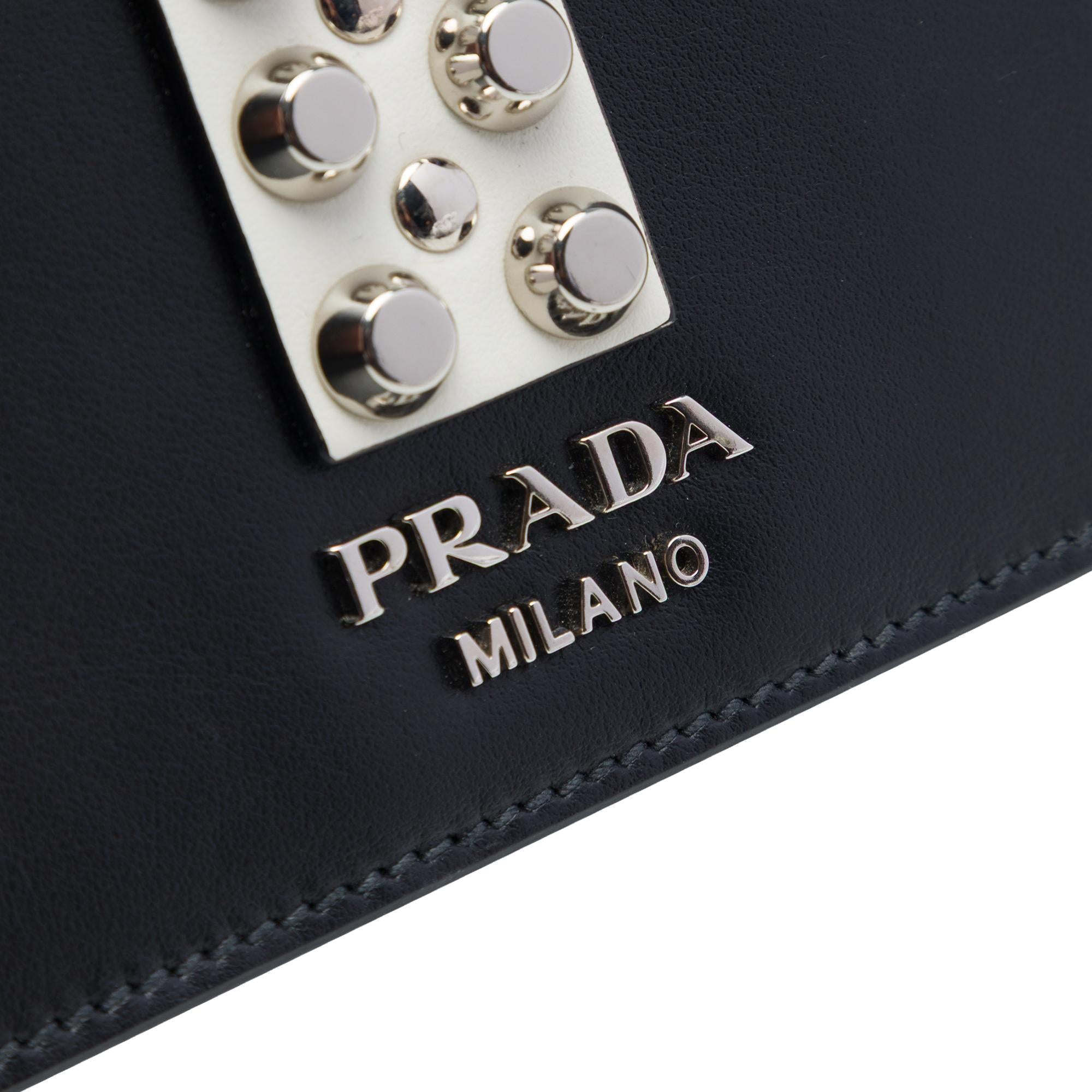 Prada City Calfskin and Saffiano Studded Elektra Crossbody