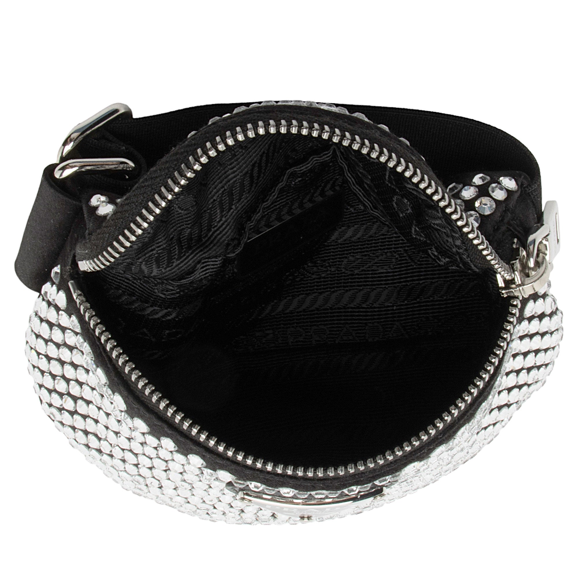 Prada Crystal Embellished Mini Wrist Pouch (SHF-9KrVut)