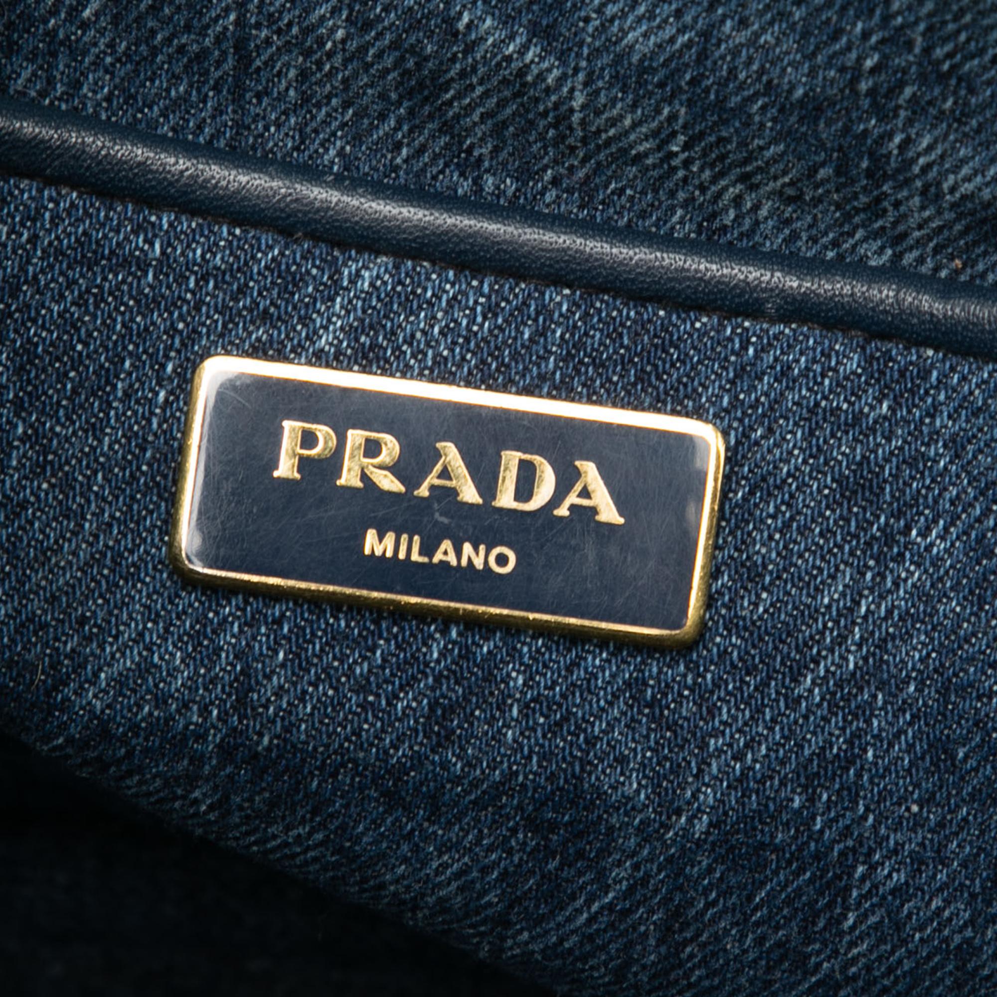 Prada Denim Canapa Logo Tote