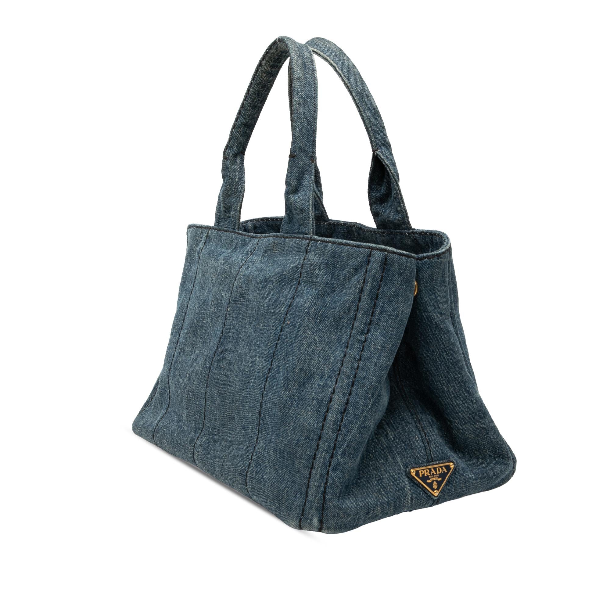 Prada Denim Canapa Logo Tote