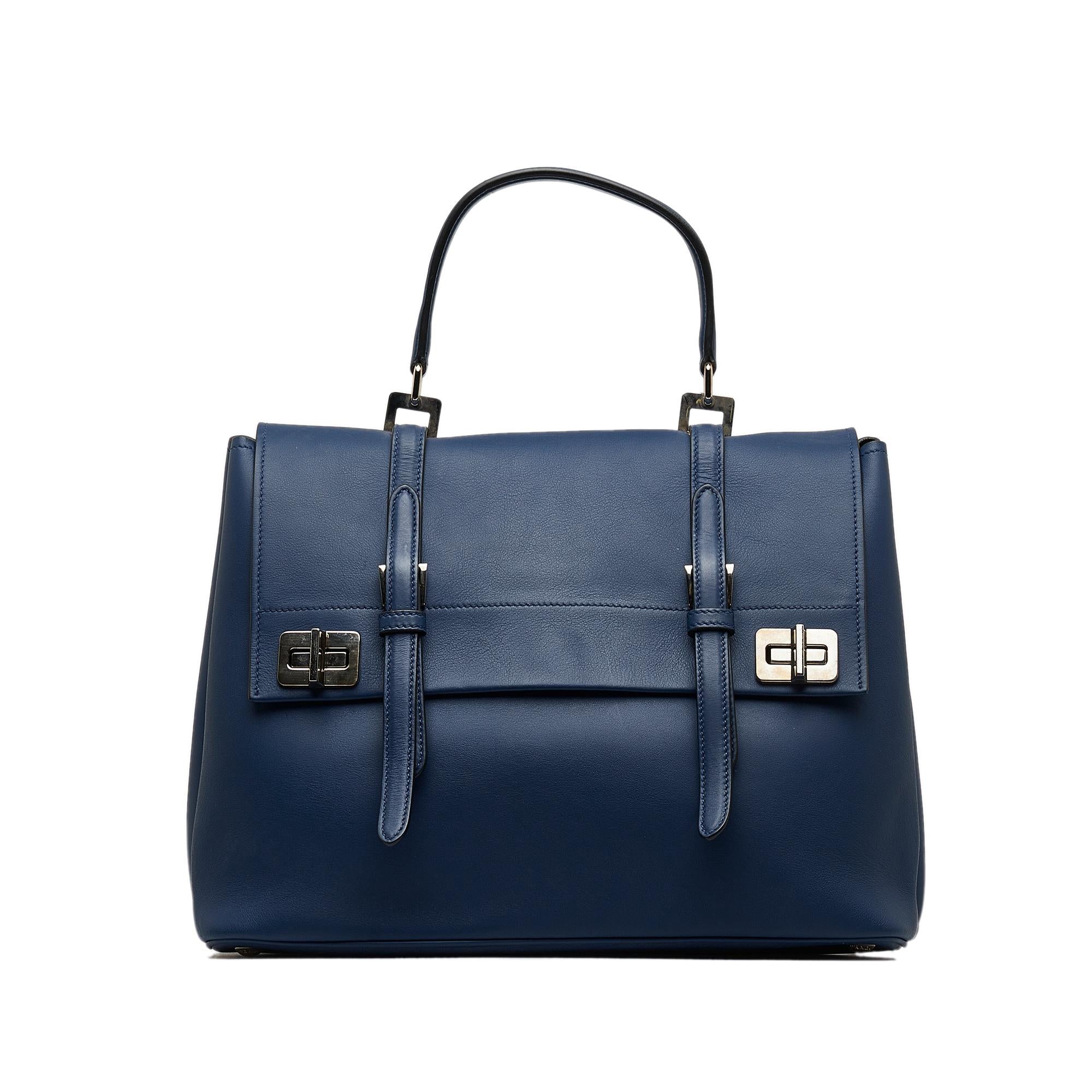 Prada Double Turnlock Leather Satchel (SHG-7LAYvo)