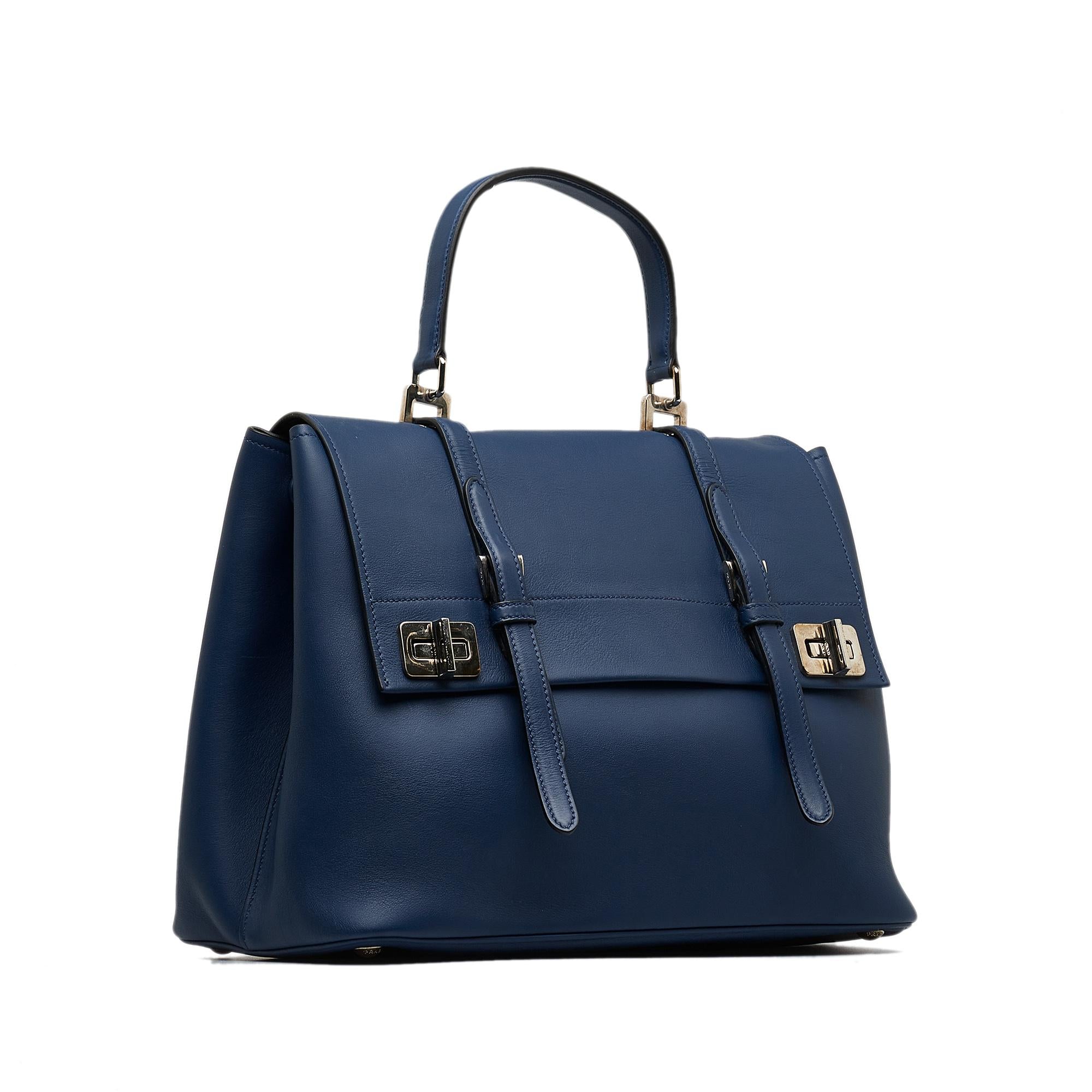 Prada Double Turnlock Leather Satchel (SHG-7LAYvo)