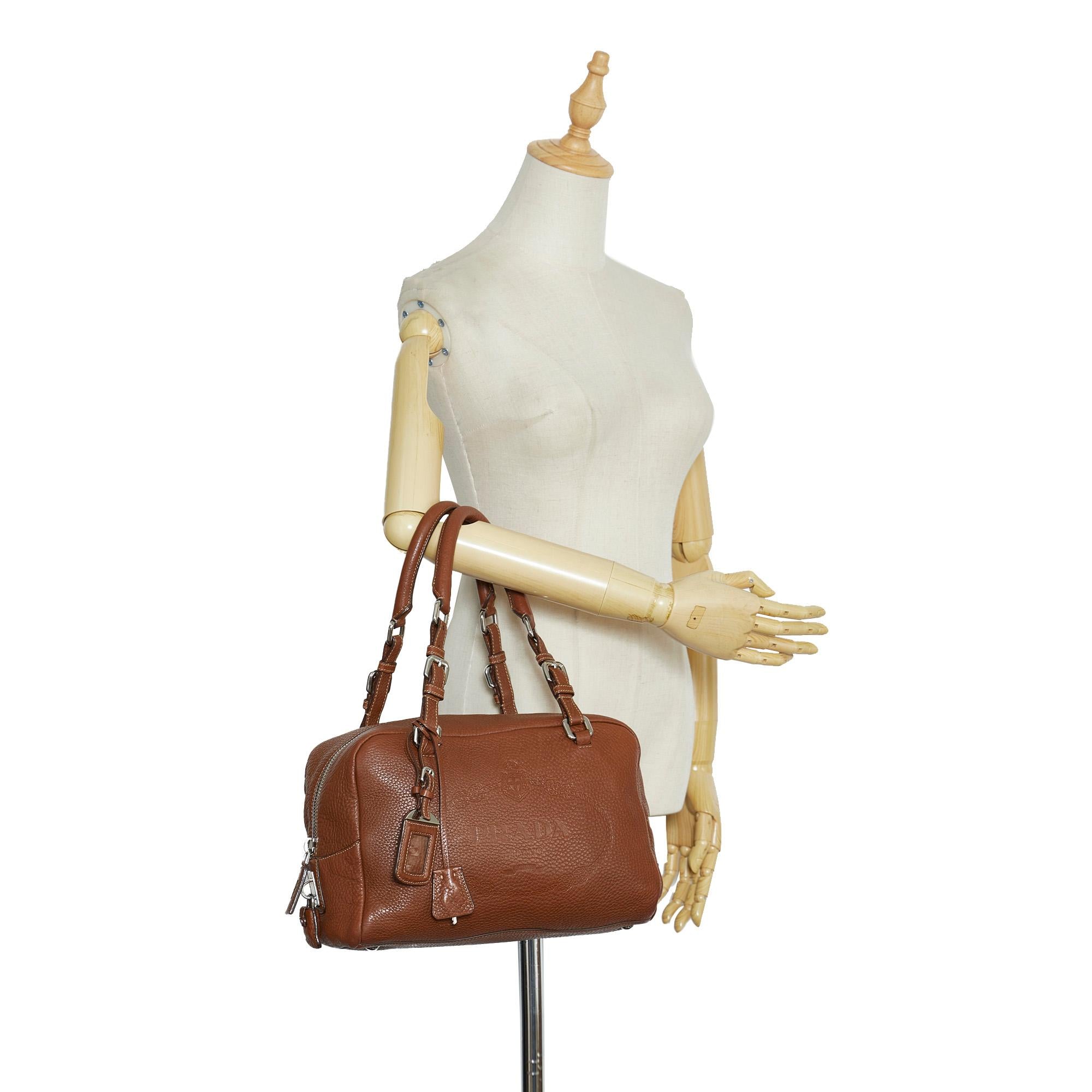 Prada Embossed Logo Bowler Bag (SHG-lc8nlr)