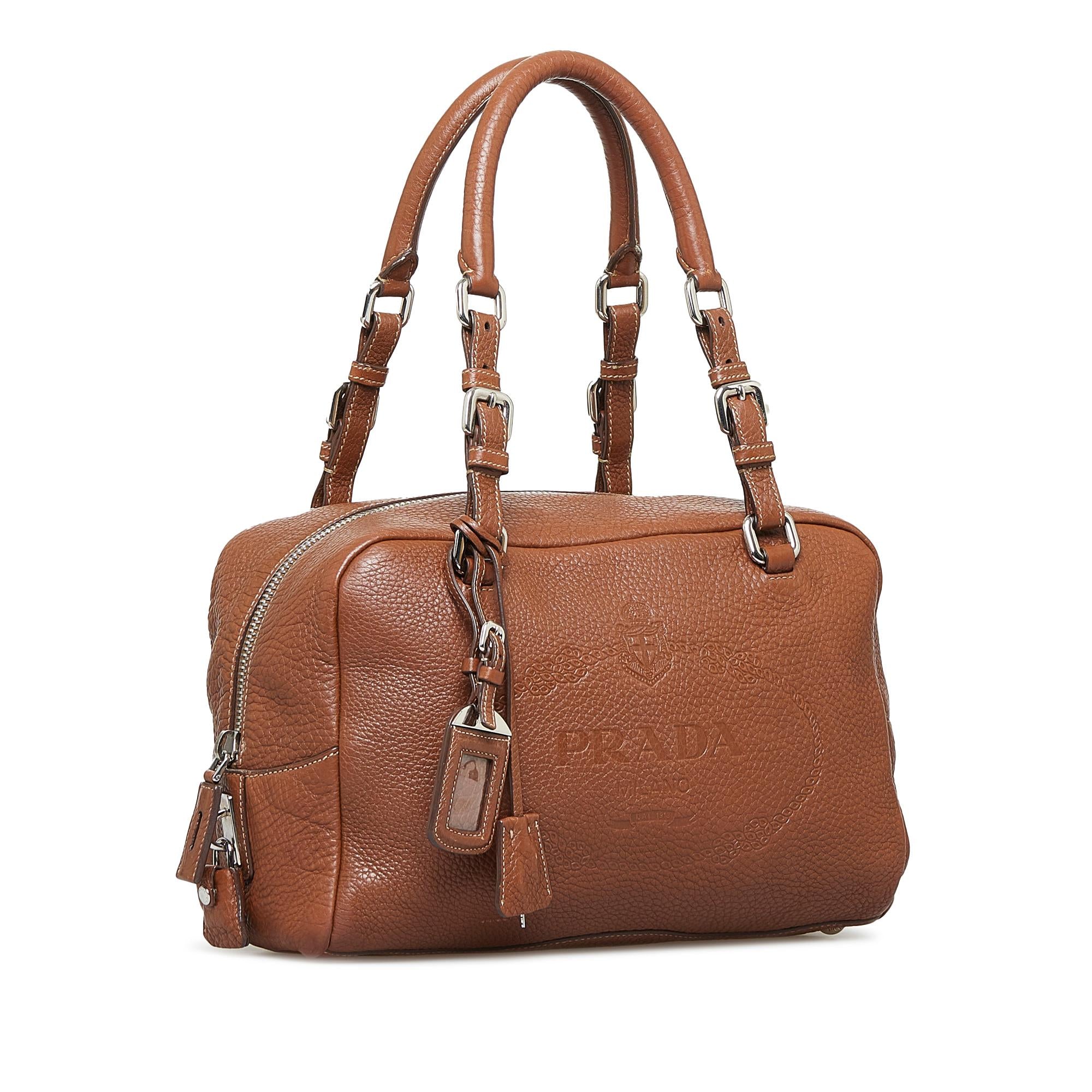 Prada Embossed Logo Bowler Bag (SHG-lc8nlr)