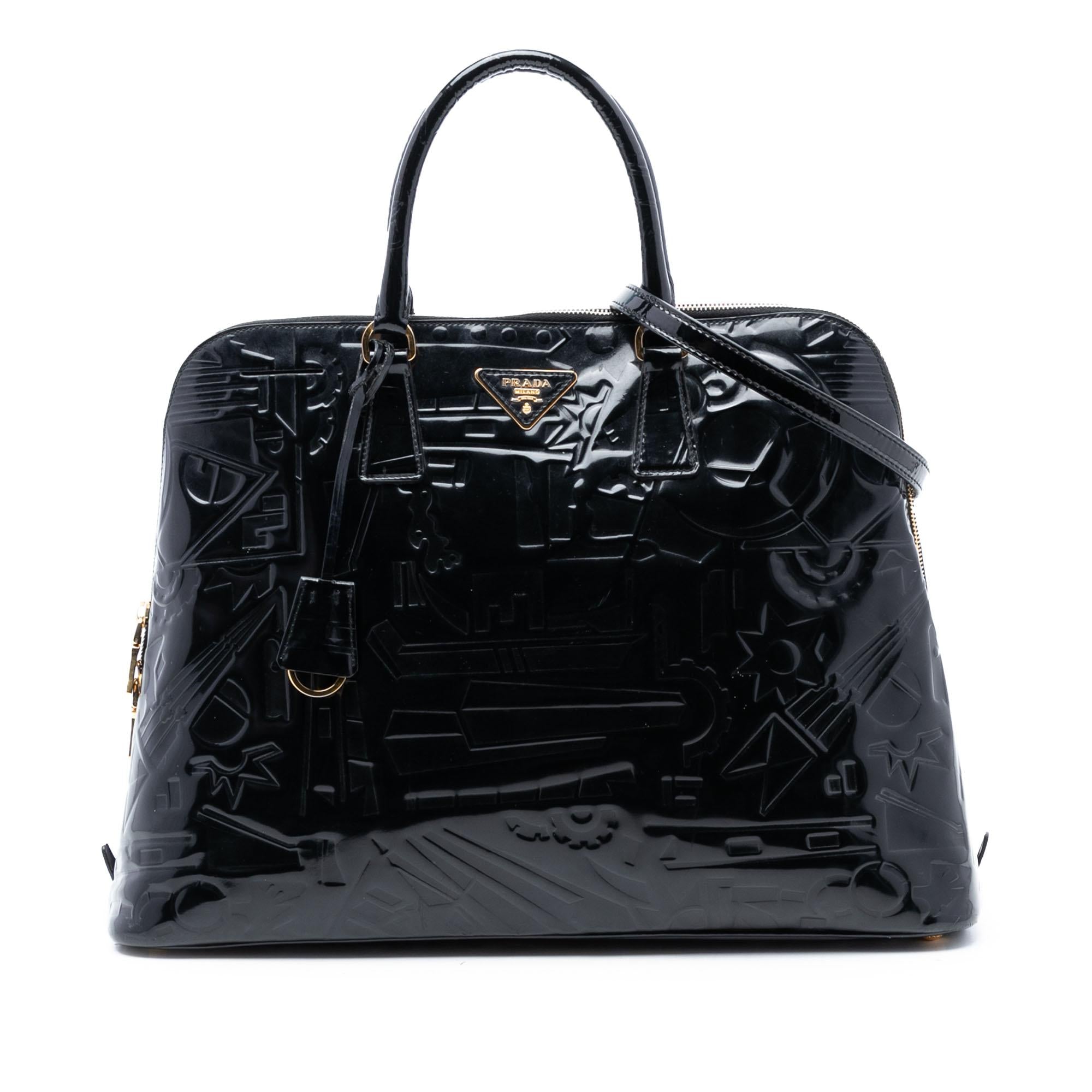 Prada Embossed Patent Top Handle Bag