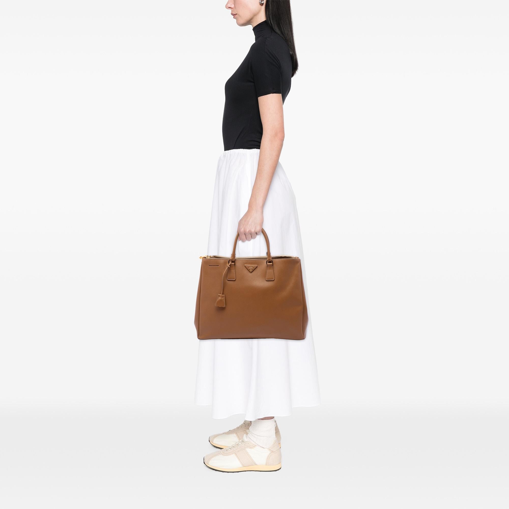 Prada Extra Large Saffiano Lux Galleria Double Zip Tote